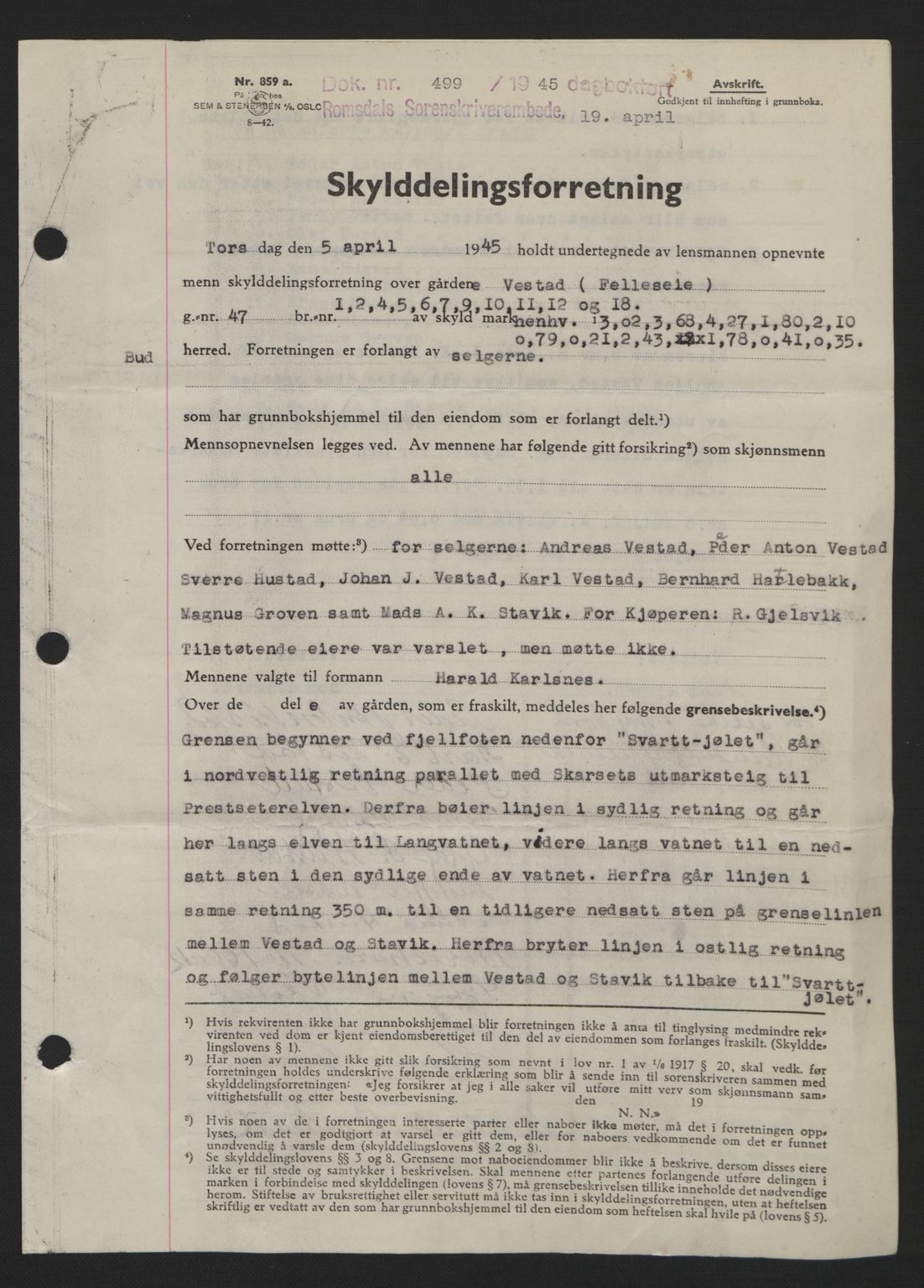Romsdal sorenskriveri, SAT/A-4149/1/2/2C: Pantebok nr. A17, 1944-1945, Dagboknr: 499/1945