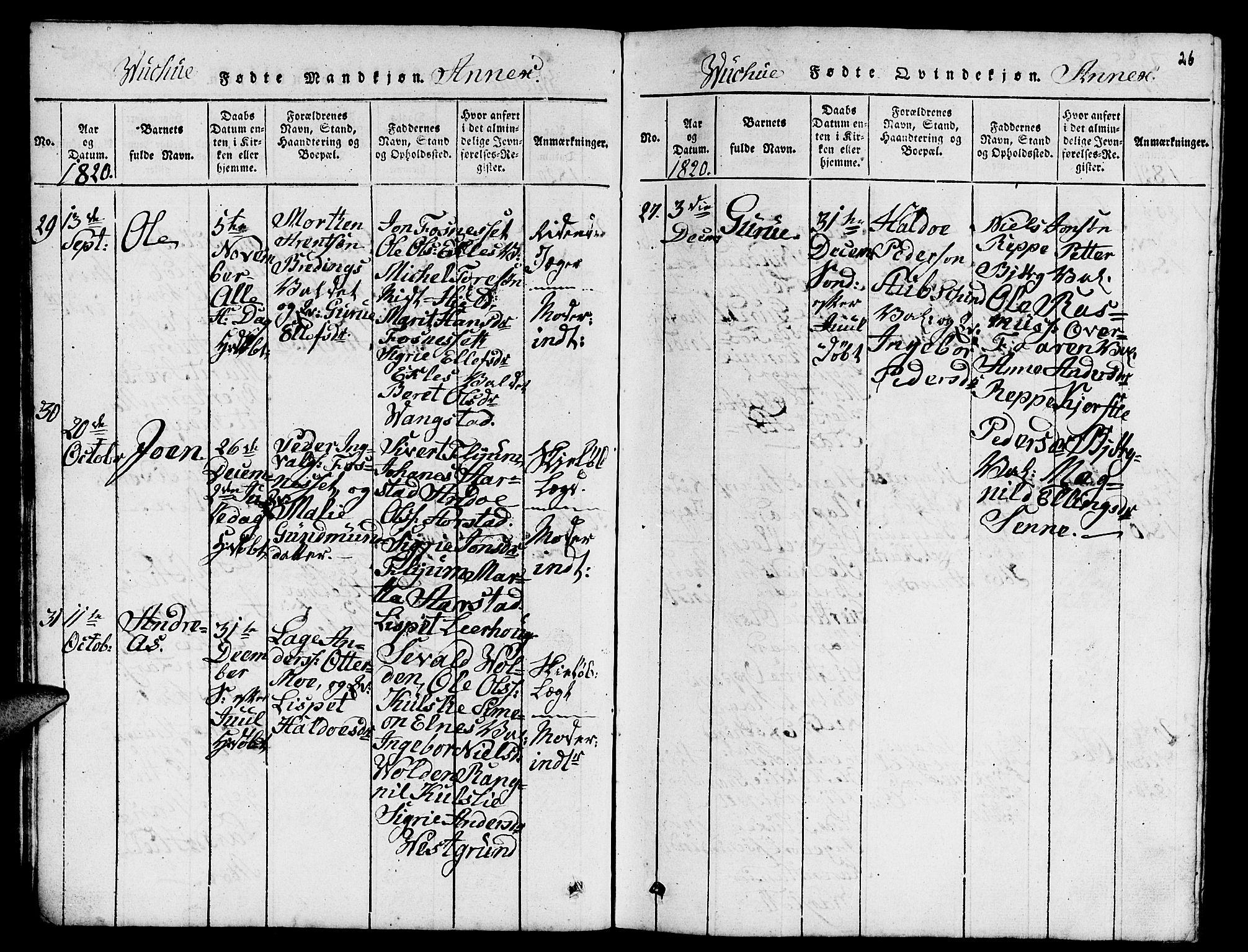 Ministerialprotokoller, klokkerbøker og fødselsregistre - Nord-Trøndelag, SAT/A-1458/724/L0265: Klokkerbok nr. 724C01, 1816-1845, s. 26