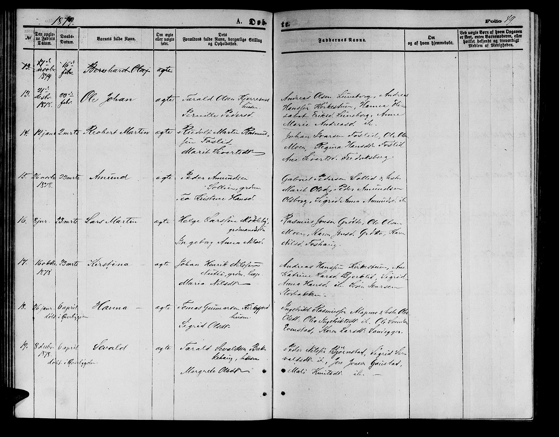 Målselv sokneprestembete, AV/SATØ-S-1311/G/Ga/Gab/L0003klokker: Klokkerbok nr. 3, 1874-1885, s. 49