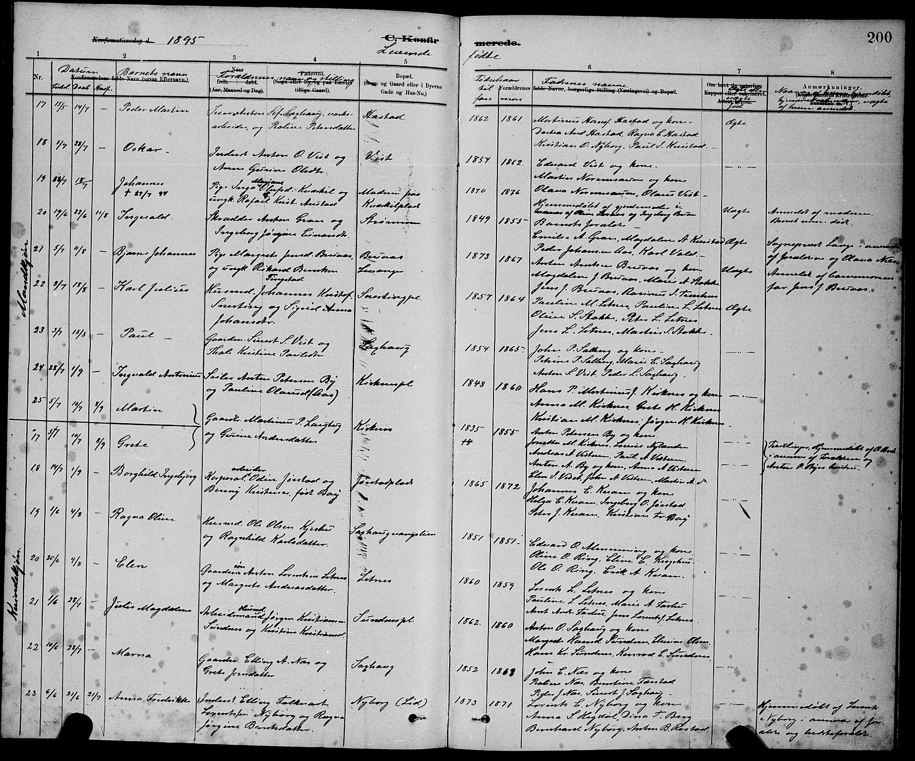 Ministerialprotokoller, klokkerbøker og fødselsregistre - Nord-Trøndelag, SAT/A-1458/730/L0301: Klokkerbok nr. 730C04, 1880-1897, s. 200