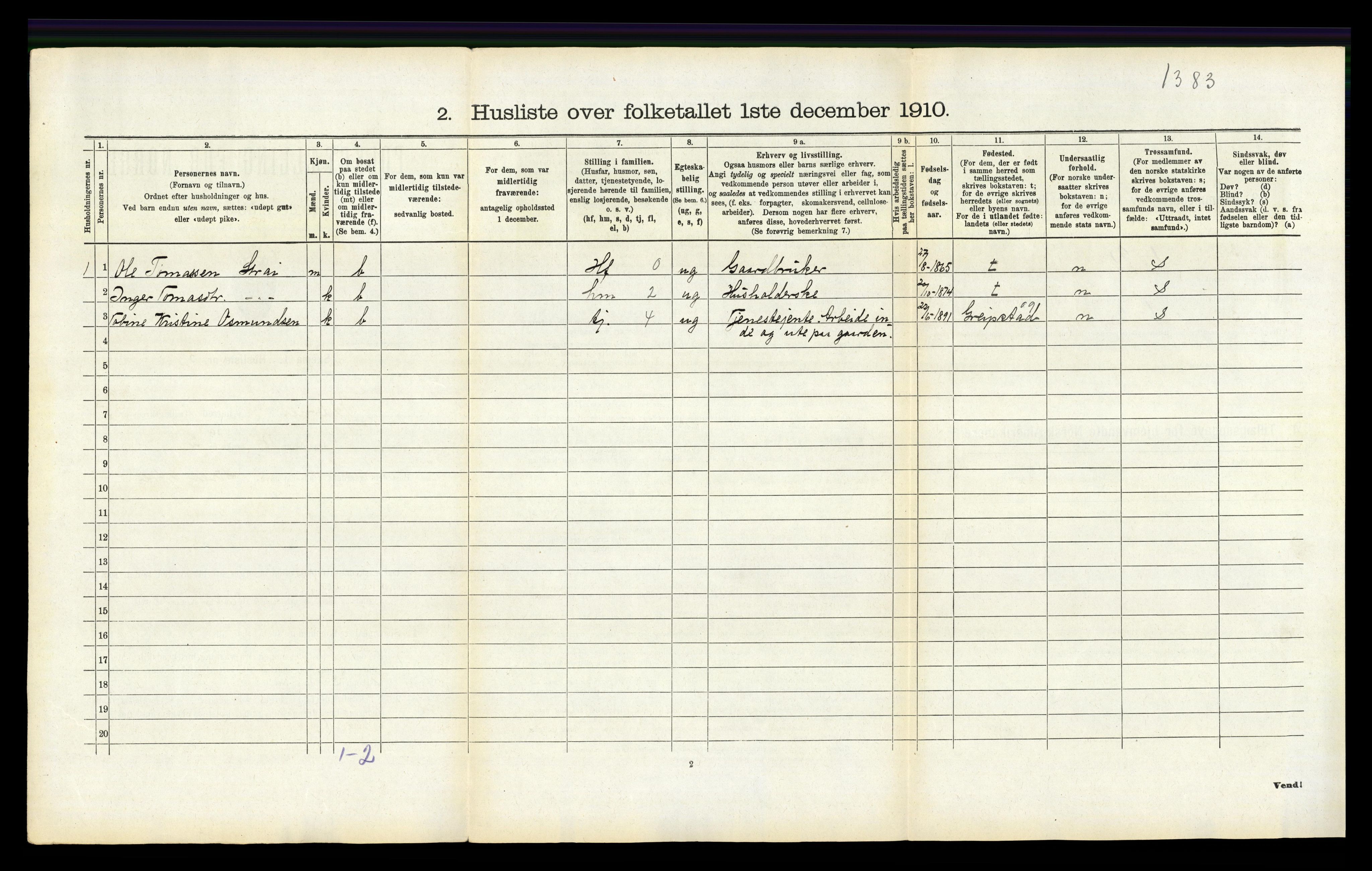 RA, Folketelling 1910 for 1012 Oddernes herred, 1910, s. 556