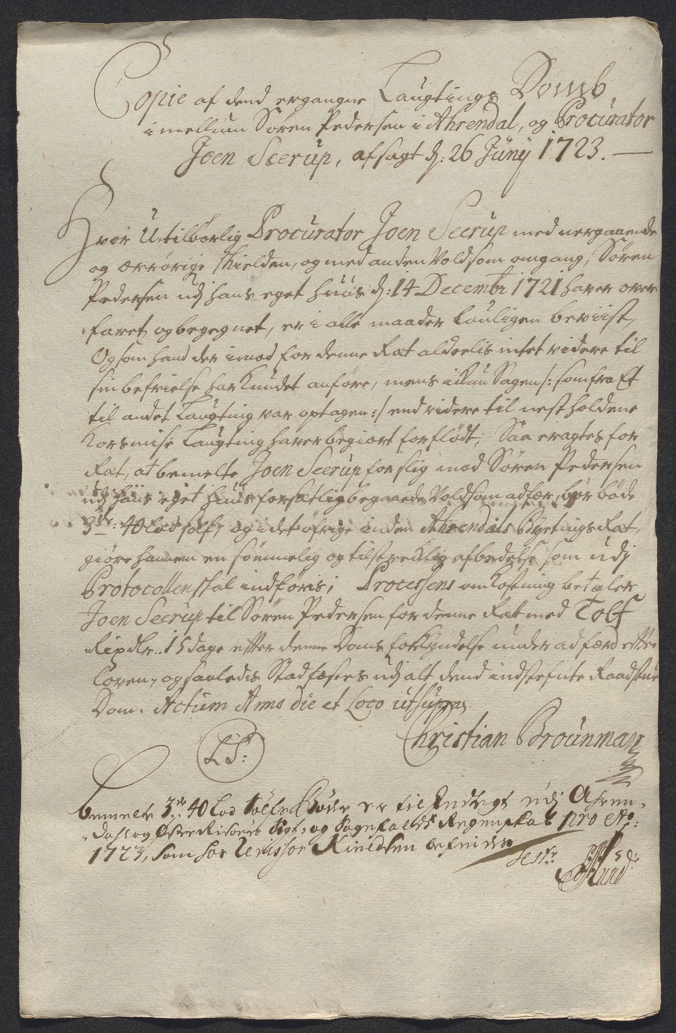 Rentekammeret inntil 1814, Reviderte regnskaper, Byregnskaper, AV/RA-EA-4066/R/Rm/L0286: [M19] Sikt og sakefall, 1719-1727, s. 262