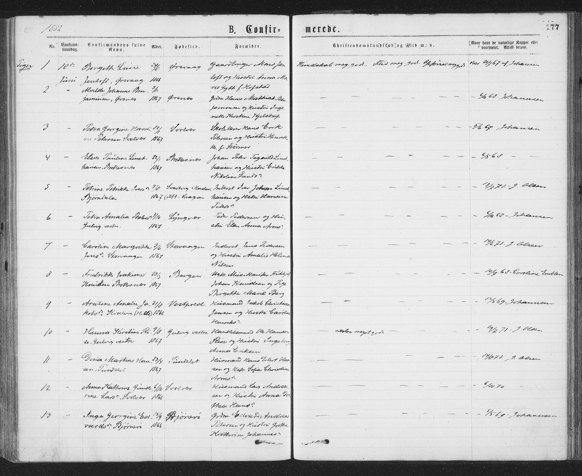 Ministerialprotokoller, klokkerbøker og fødselsregistre - Nordland, SAT/A-1459/874/L1058: Ministerialbok nr. 874A02, 1878-1883, s. 177