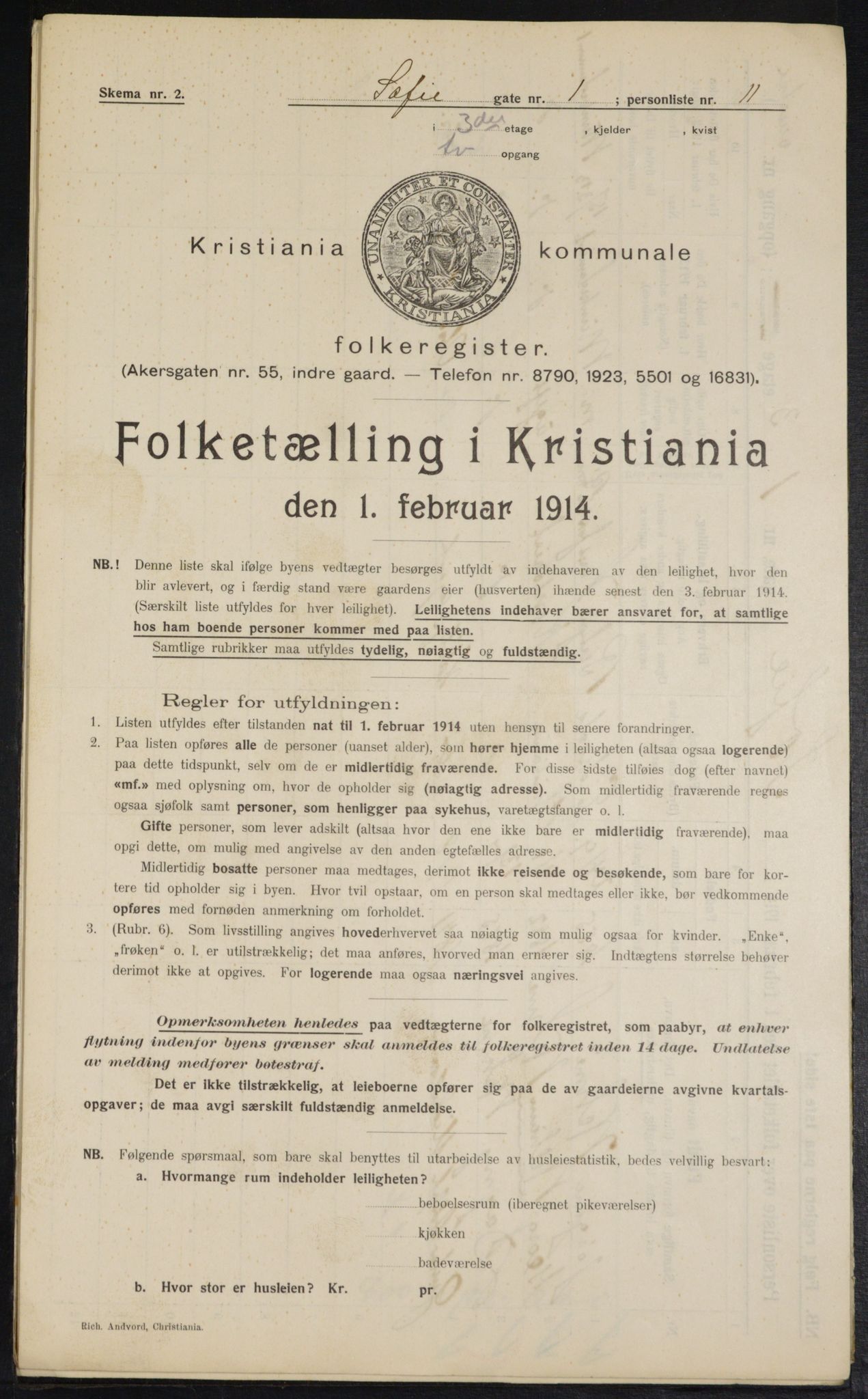 OBA, Kommunal folketelling 1.2.1914 for Kristiania, 1914, s. 98558