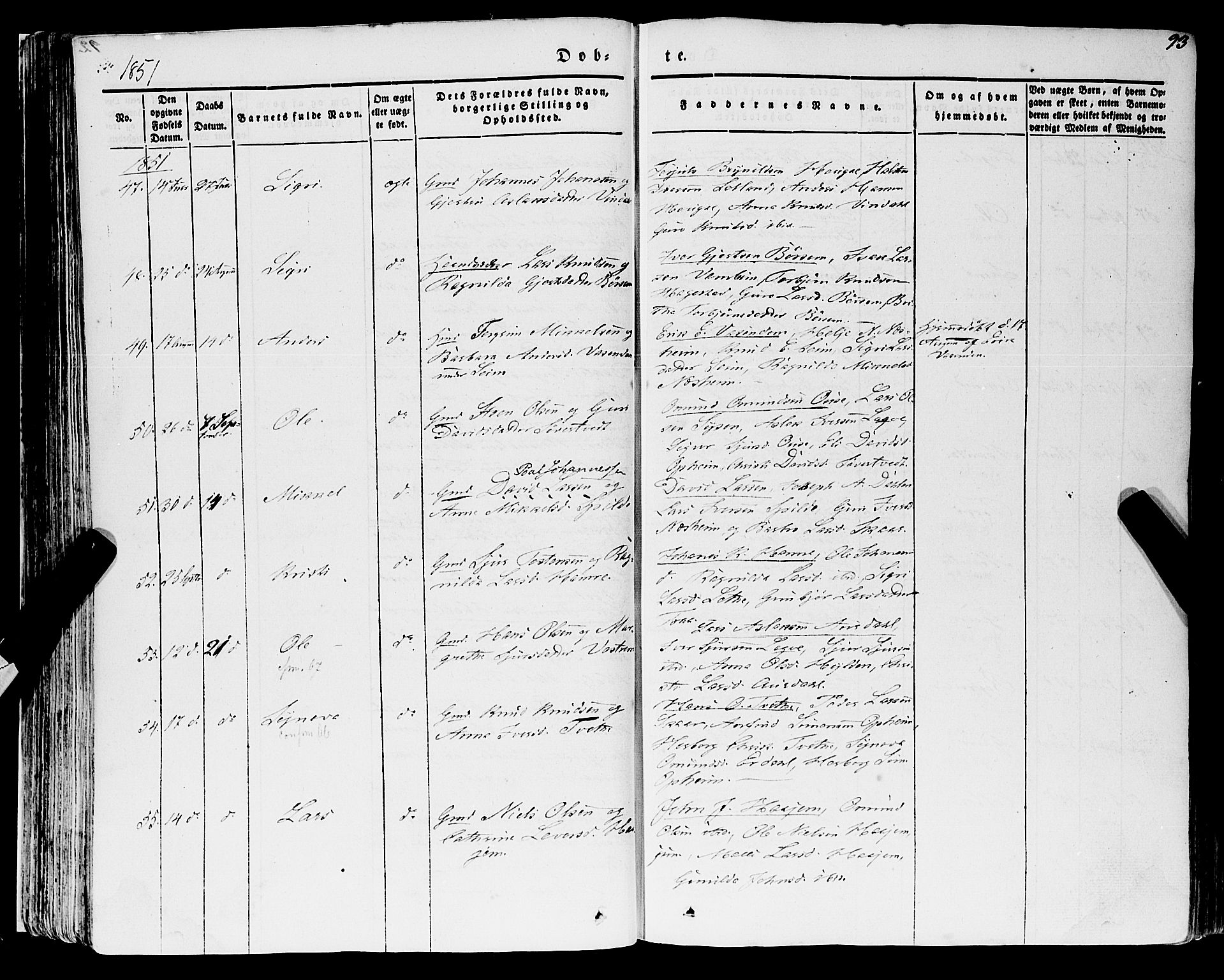 Ulvik sokneprestembete, AV/SAB-A-78801/H/Haa: Ministerialbok nr. A 12, 1839-1853, s. 93