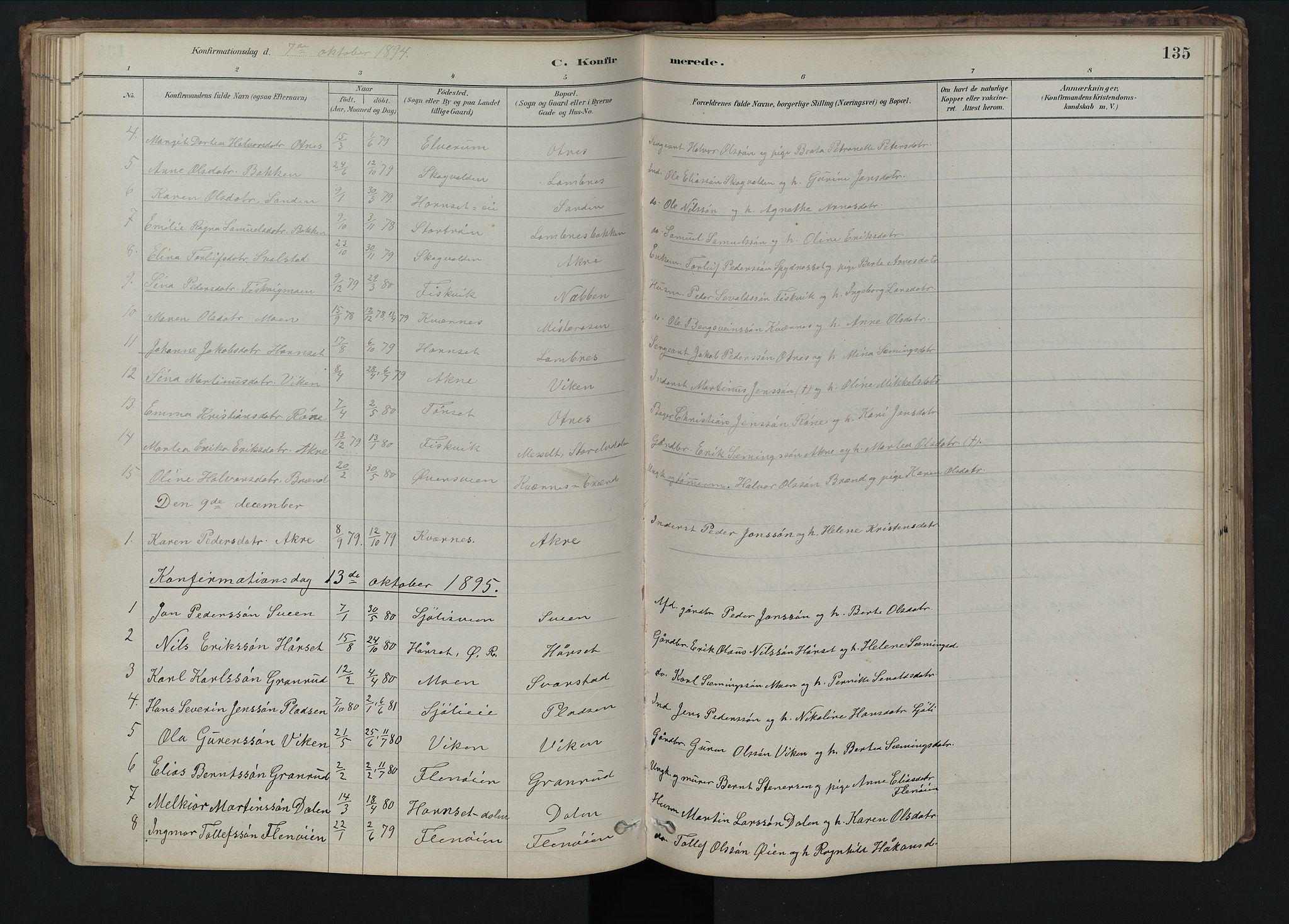 Rendalen prestekontor, AV/SAH-PREST-054/H/Ha/Hab/L0009: Klokkerbok nr. 9, 1879-1902, s. 135