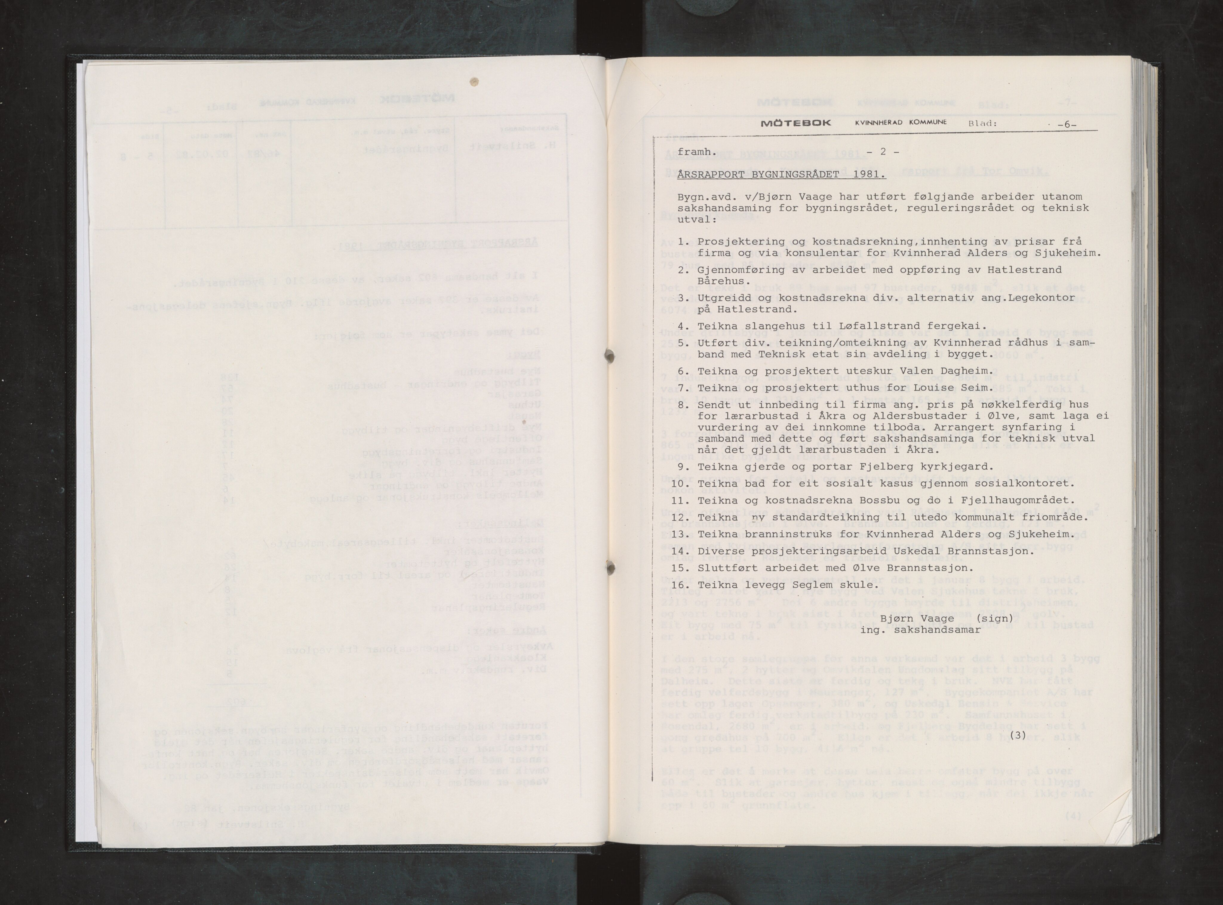 Kvinnherad kommune. Bygningsrådet , IKAH/1224-511/A/Aa/L0030: Møtebøker for bygningsrådet , 1982