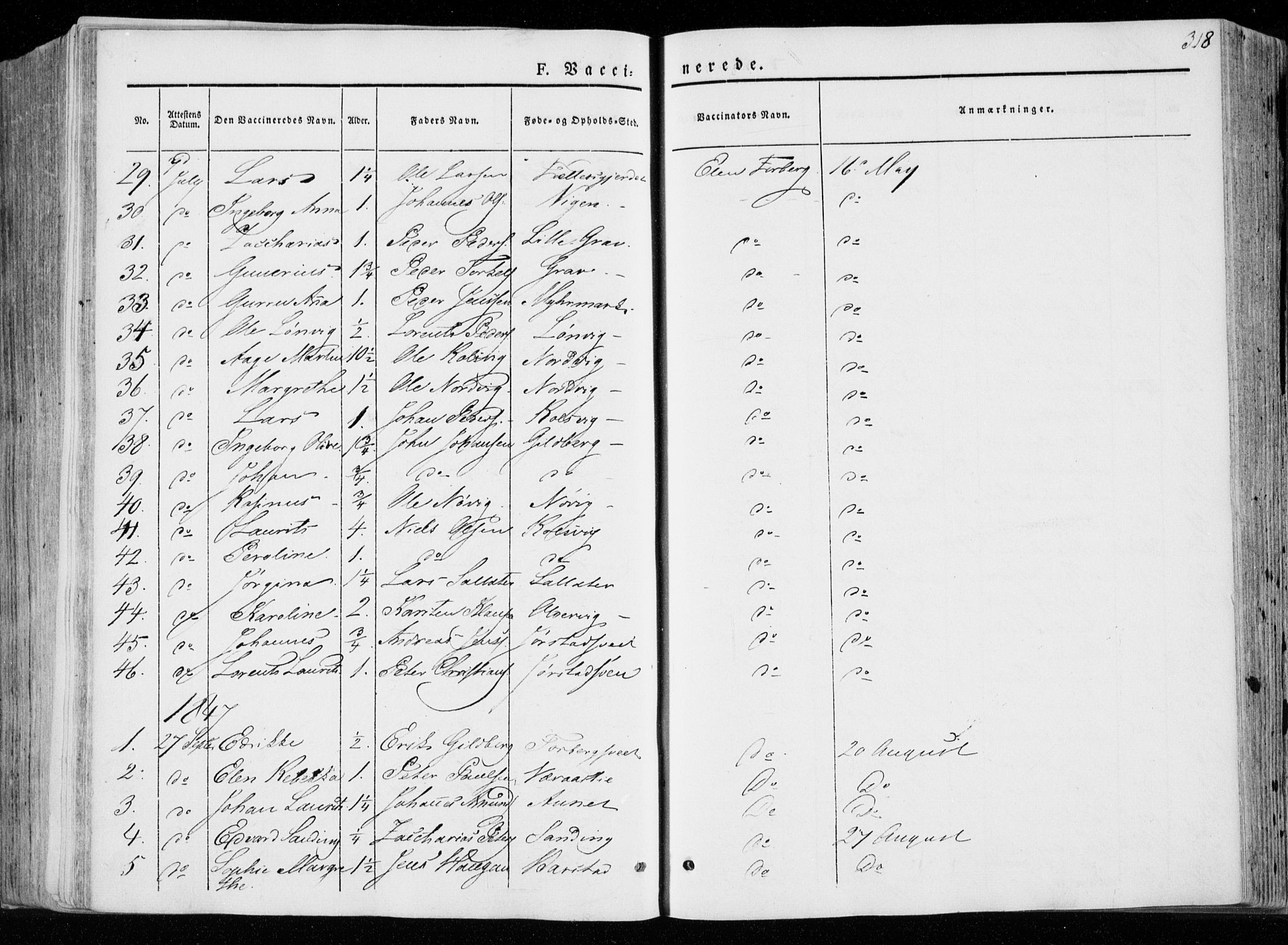 Ministerialprotokoller, klokkerbøker og fødselsregistre - Nord-Trøndelag, SAT/A-1458/722/L0218: Ministerialbok nr. 722A05, 1843-1868, s. 318