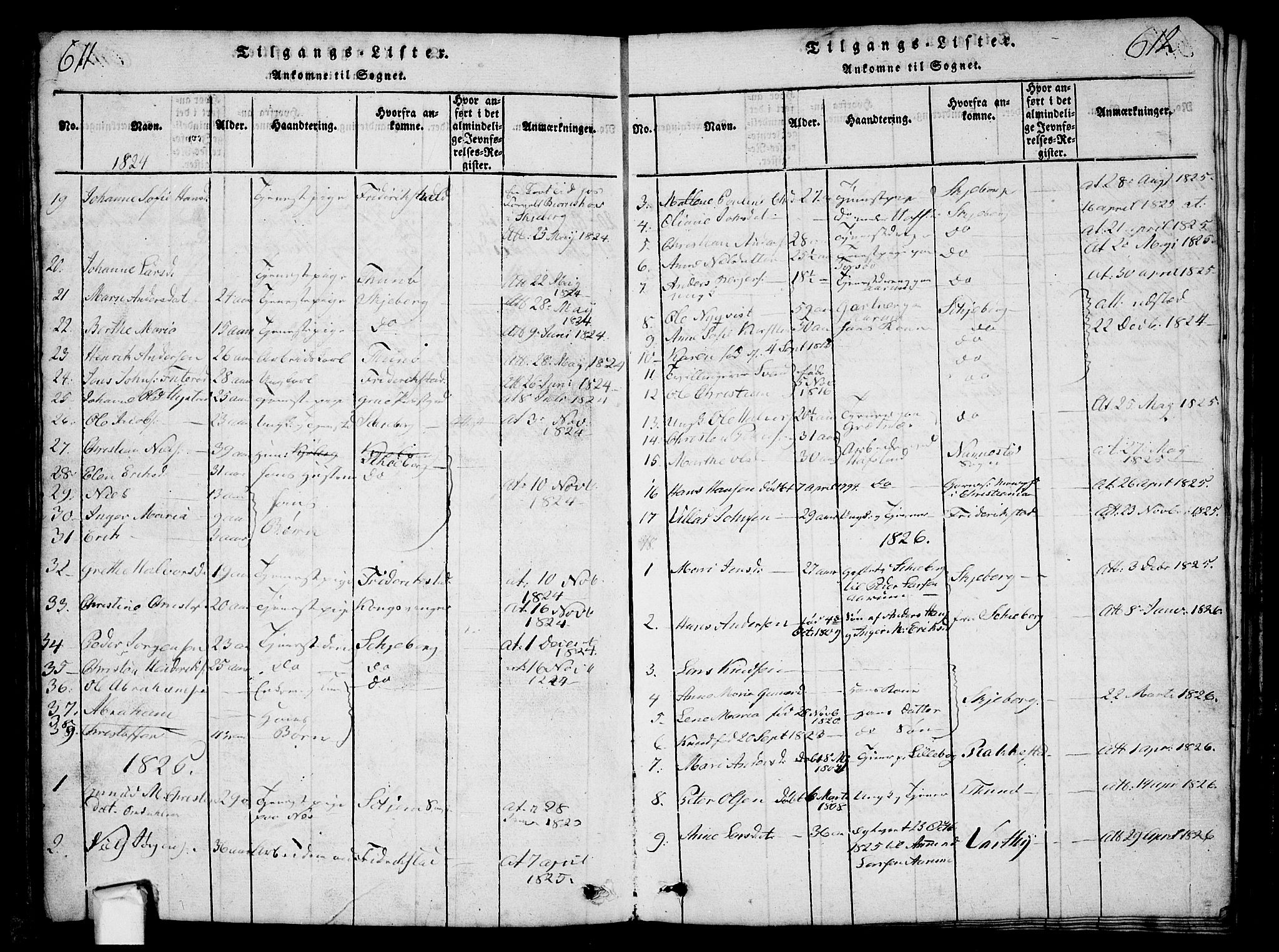 Borge prestekontor Kirkebøker, AV/SAO-A-10903/G/Ga/L0001: Klokkerbok nr.  I 1, 1815-1835, s. 611-612