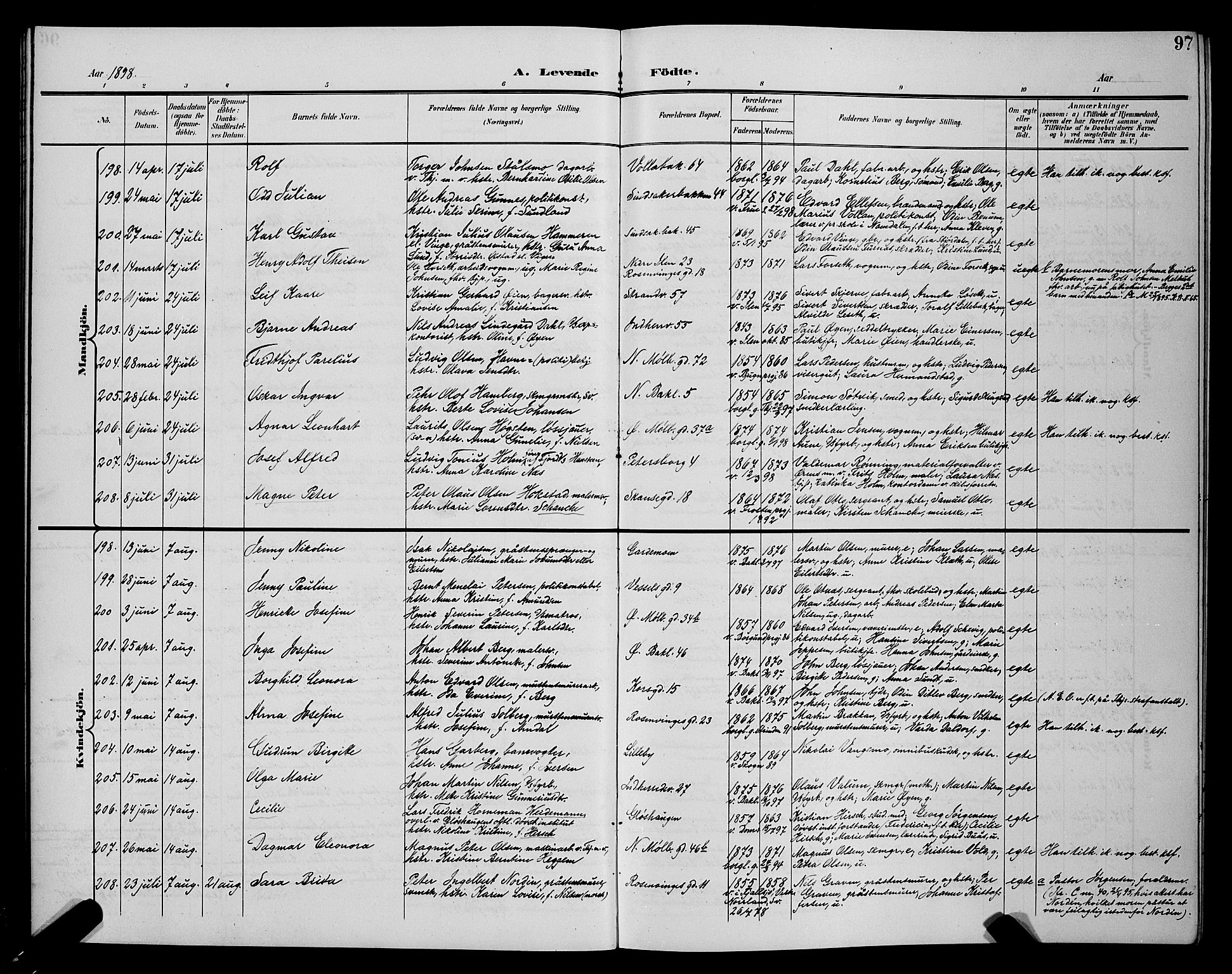 Ministerialprotokoller, klokkerbøker og fødselsregistre - Sør-Trøndelag, SAT/A-1456/604/L0225: Klokkerbok nr. 604C08, 1895-1899, s. 97
