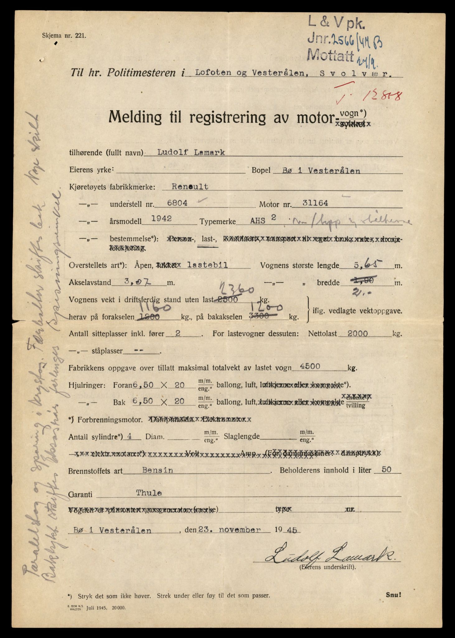Møre og Romsdal vegkontor - Ålesund trafikkstasjon, AV/SAT-A-4099/F/Fe/L0035: Registreringskort for kjøretøy T 12653 - T 12829, 1927-1998, s. 3000