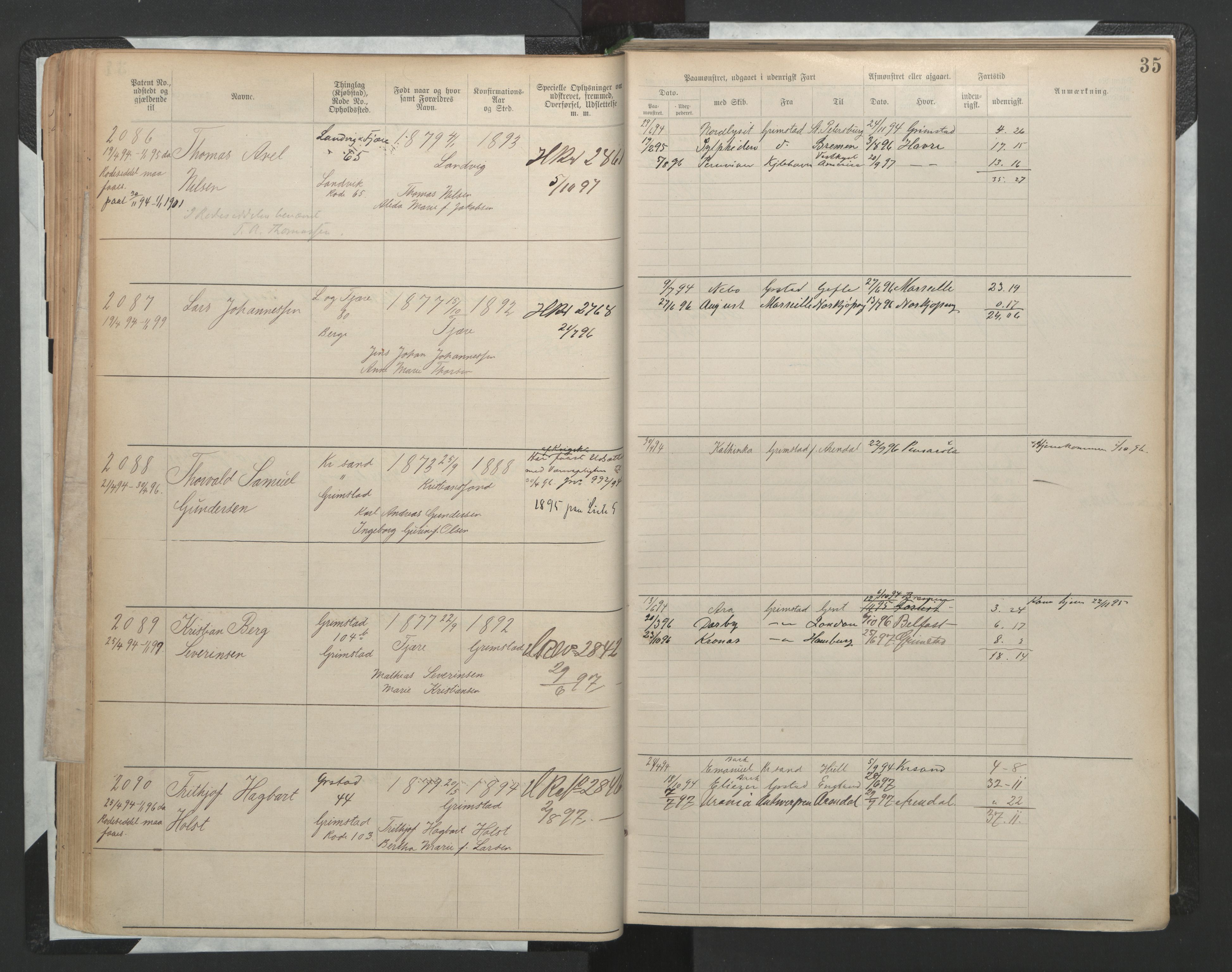 Grimstad mønstringskrets, SAK/2031-0013/F/Fa/L0002: Annotasjonsrulle nr 1921-3452 med register, F-2, 1892-1948, s. 60