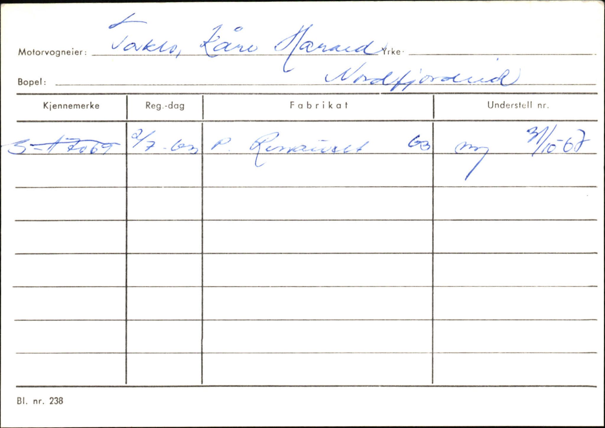 Statens vegvesen, Sogn og Fjordane vegkontor, AV/SAB-A-5301/4/F/L0130: Eigarregister Eid T-Å. Høyanger A-O, 1945-1975, s. 13