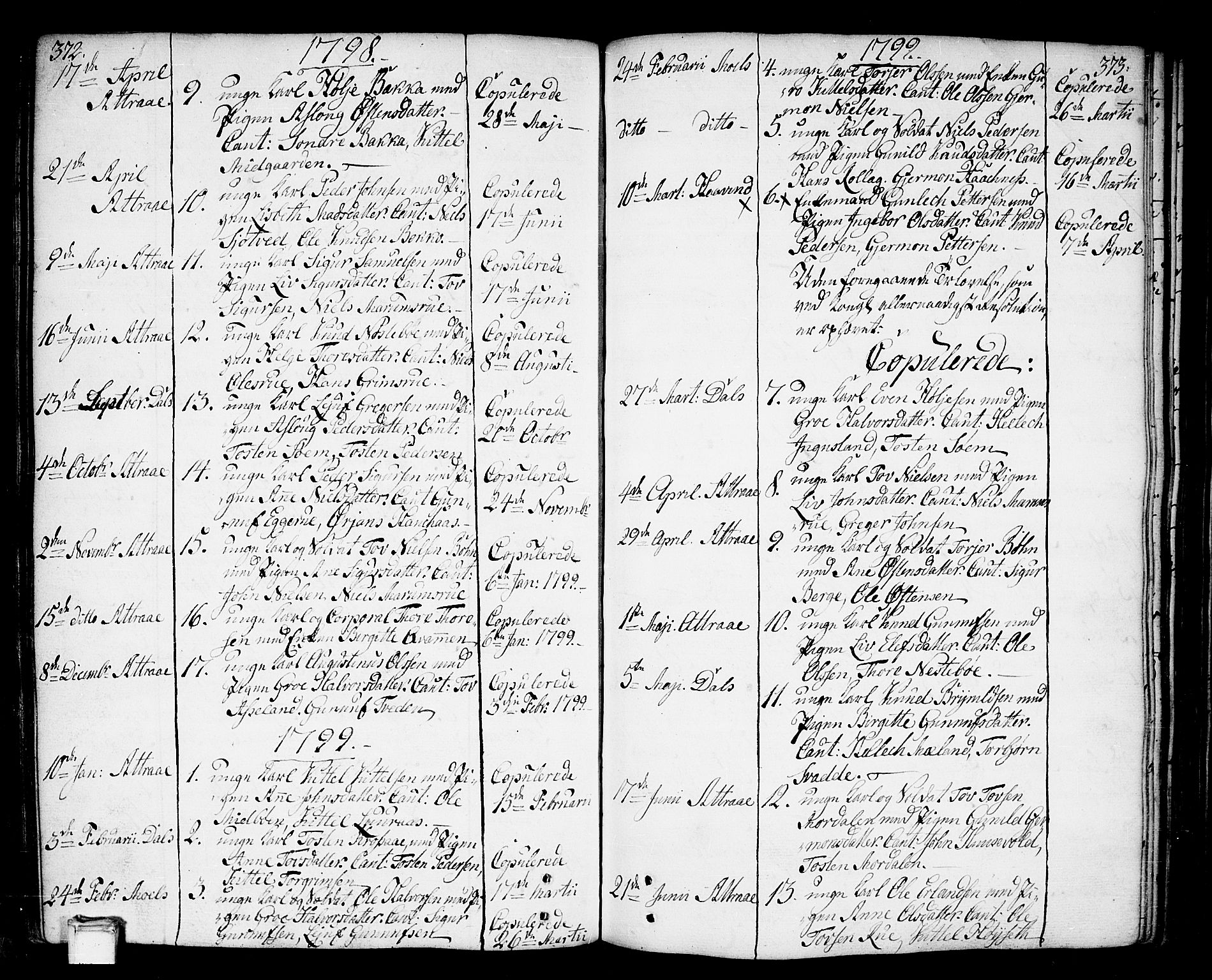 Tinn kirkebøker, AV/SAKO-A-308/F/Fa/L0002: Ministerialbok nr. I 2, 1757-1810, s. 372-373
