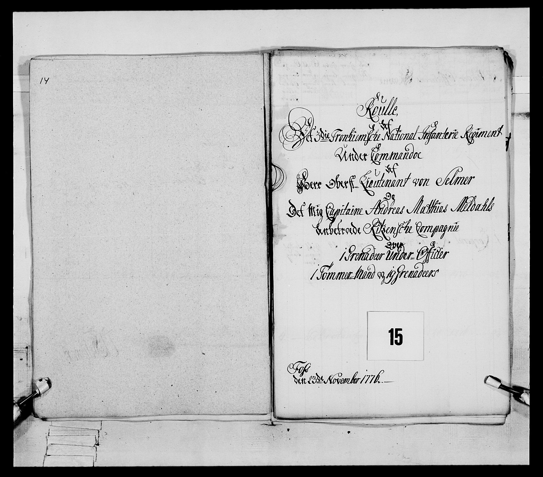 Generalitets- og kommissariatskollegiet, Det kongelige norske kommissariatskollegium, RA/EA-5420/E/Eh/L0086: 3. Trondheimske nasjonale infanteriregiment, 1776-1779, s. 63