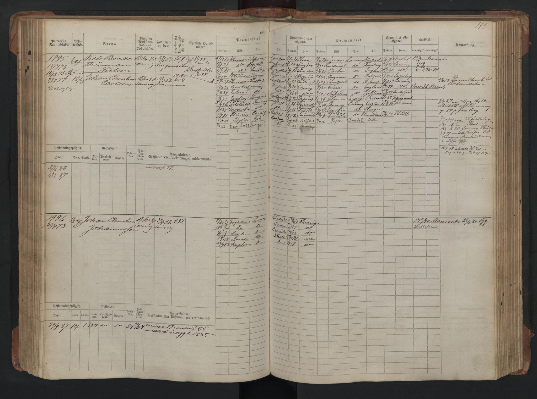 Larvik innrulleringskontor, AV/SAKO-A-787/F/Fc/L0005: Hovedrulle, 1868, s. 199