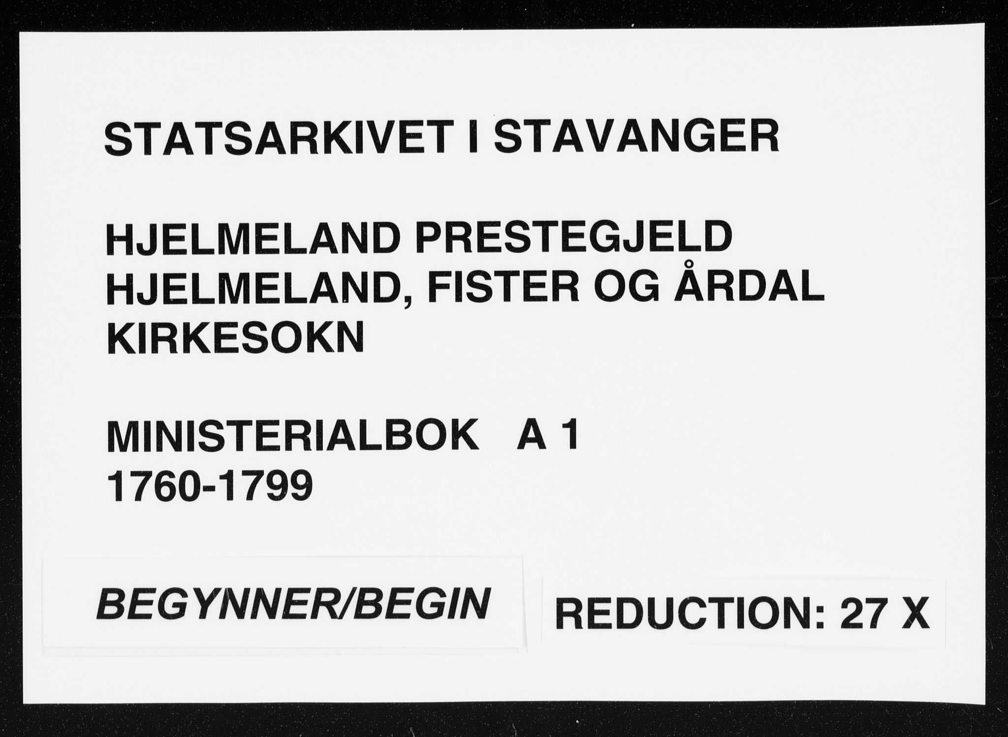 Hjelmeland sokneprestkontor, AV/SAST-A-101843/01/IV/L0001: Ministerialbok nr. A 1, 1760-1799