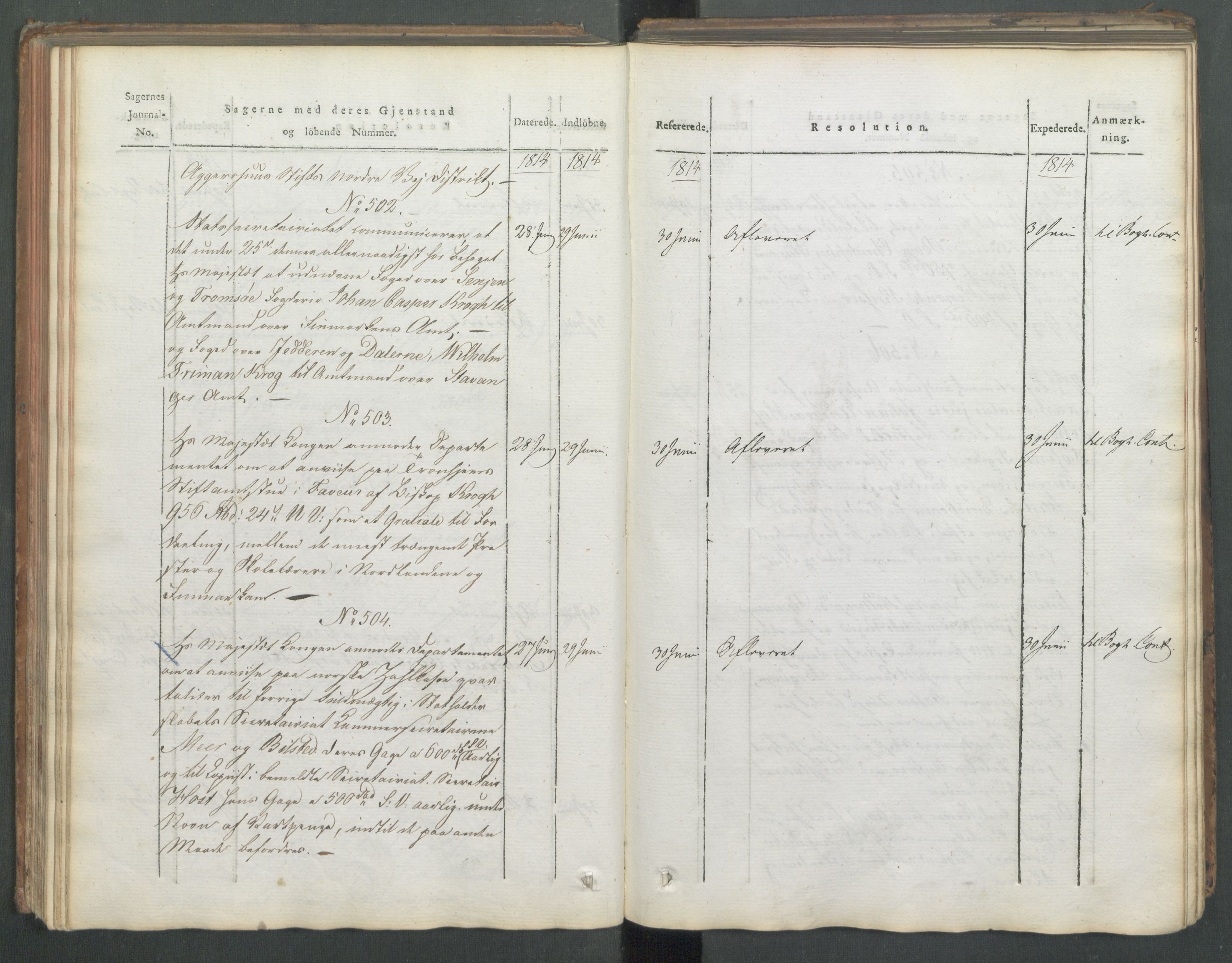 Departementene i 1814, AV/RA-S-3899/Fa/L0008: 1. byrå - Journal B, 1814, s. 107
