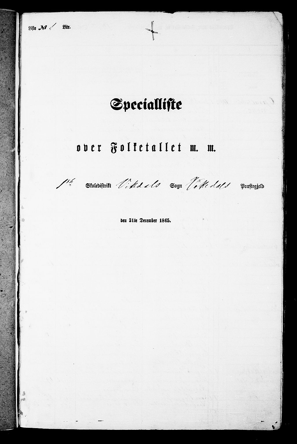 RA, Folketelling 1865 for 1157P Vikedal prestegjeld, 1865, s. 12