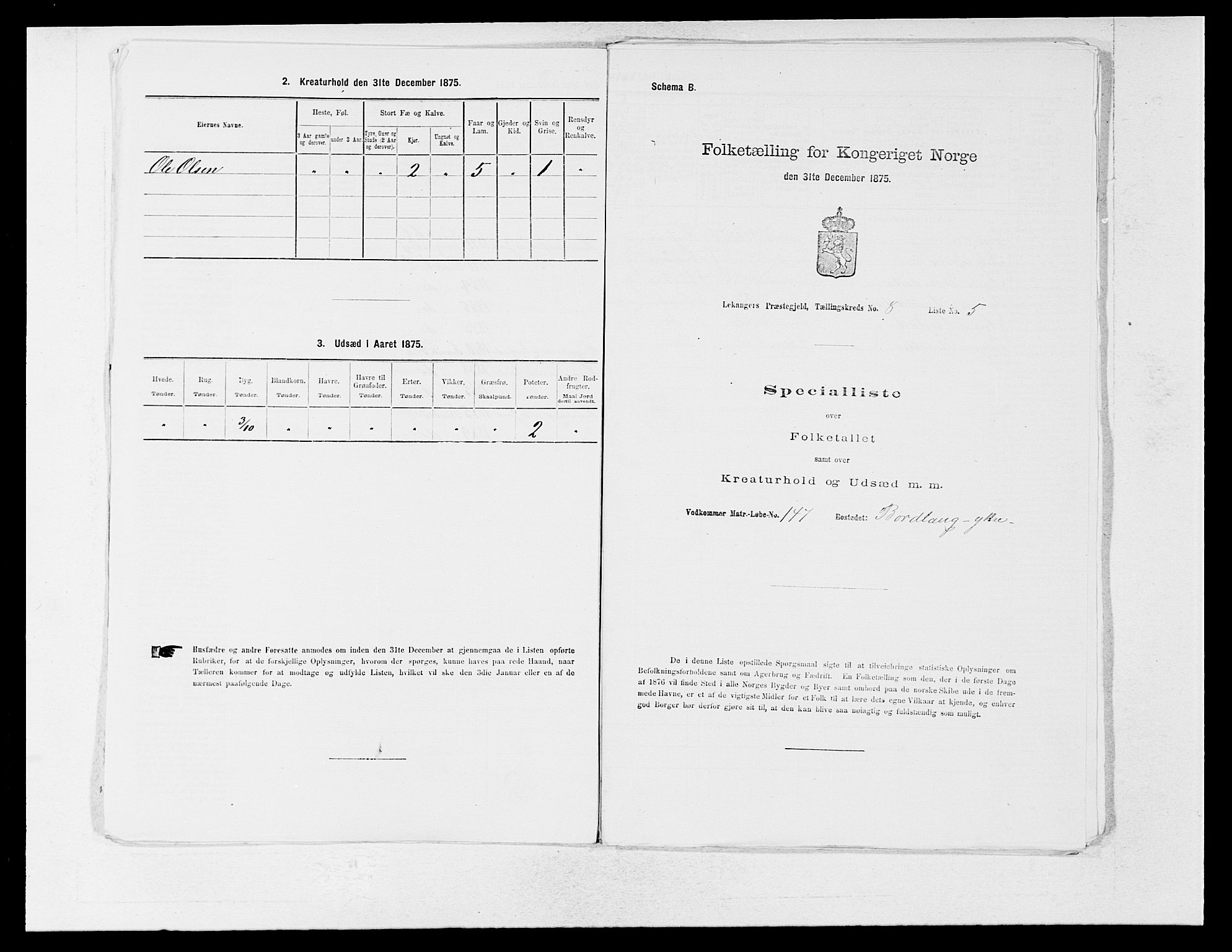 SAB, Folketelling 1875 for 1419P Leikanger prestegjeld, 1875, s. 636