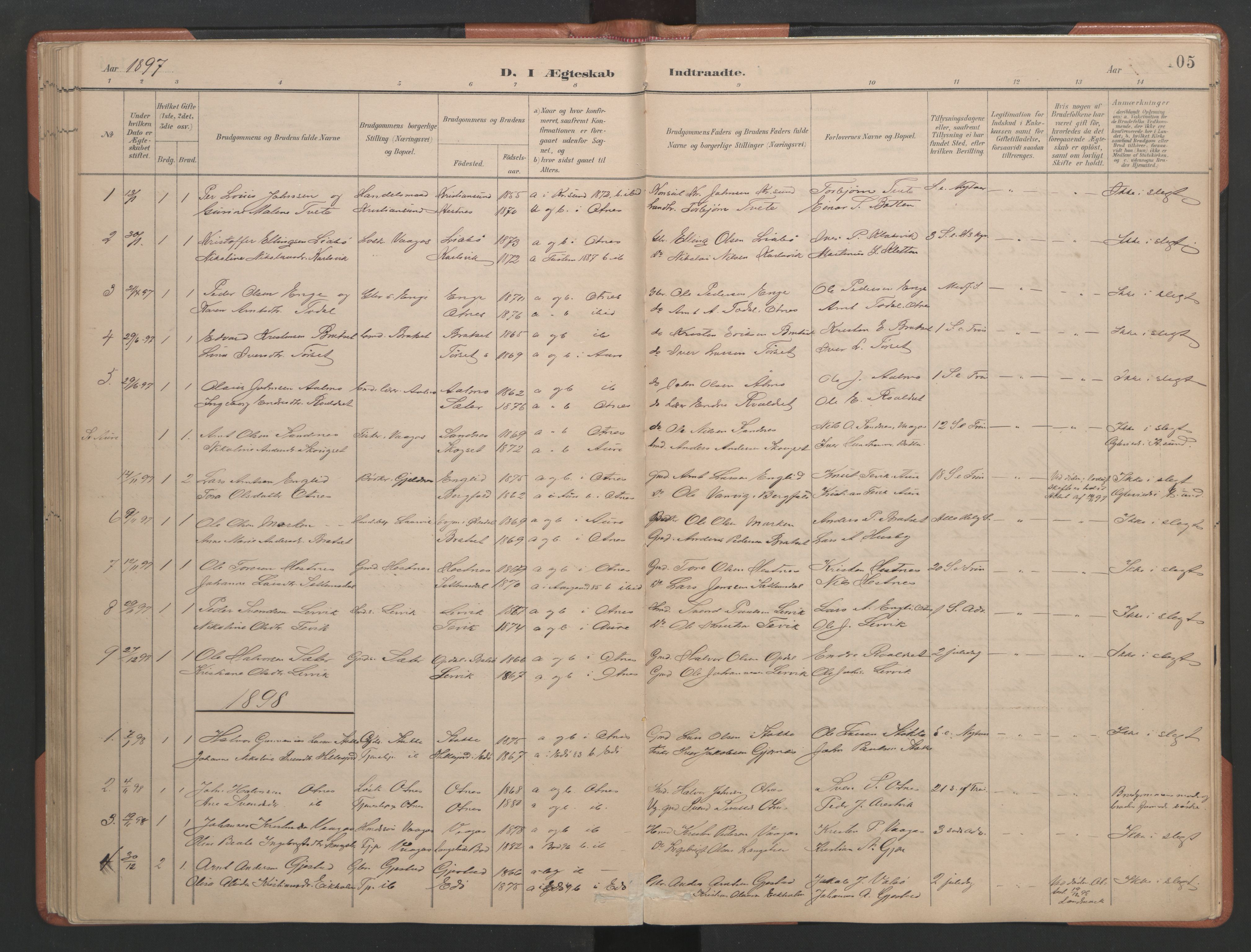 Ministerialprotokoller, klokkerbøker og fødselsregistre - Møre og Romsdal, AV/SAT-A-1454/580/L0926: Klokkerbok nr. 580C01, 1882-1903, s. 105