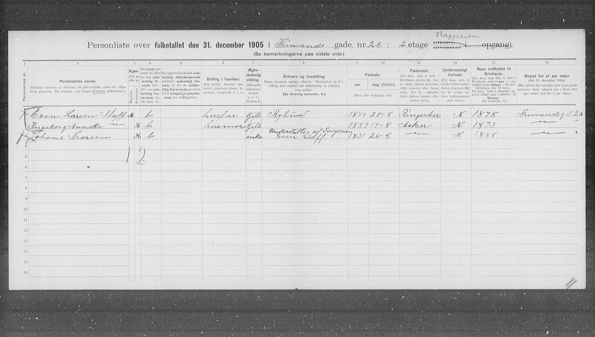 OBA, Kommunal folketelling 31.12.1905 for Kristiania kjøpstad, 1905, s. 13947