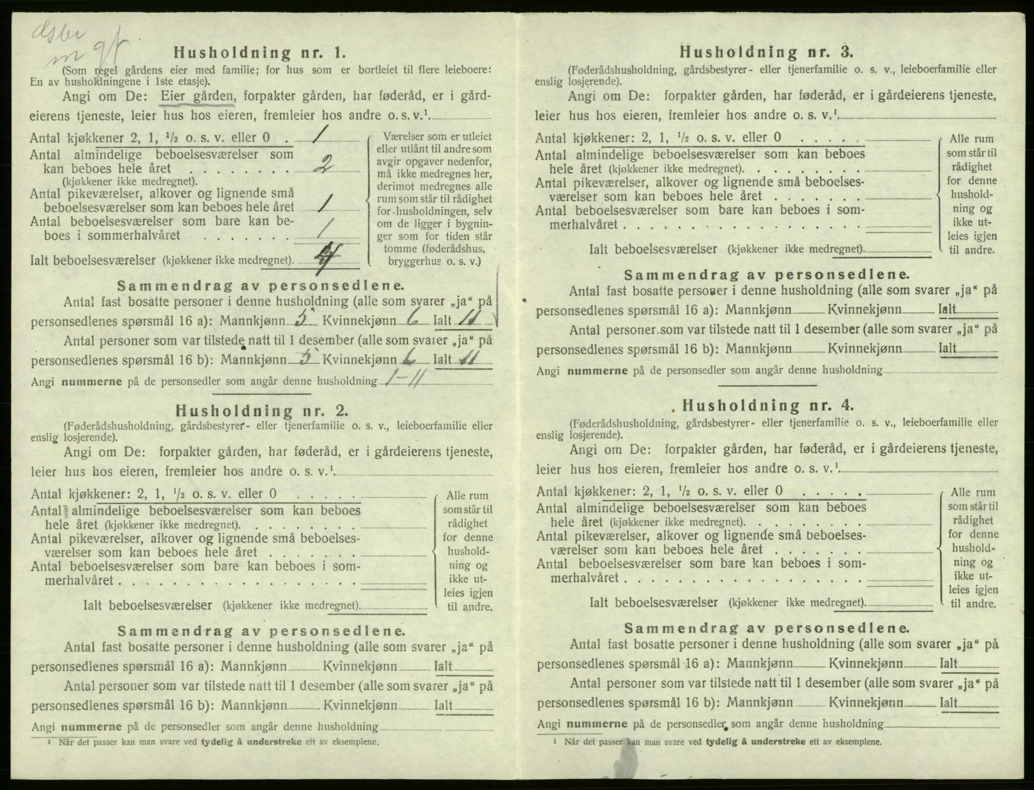 SAB, Folketelling 1920 for 1240 Strandvik herred, 1920, s. 291