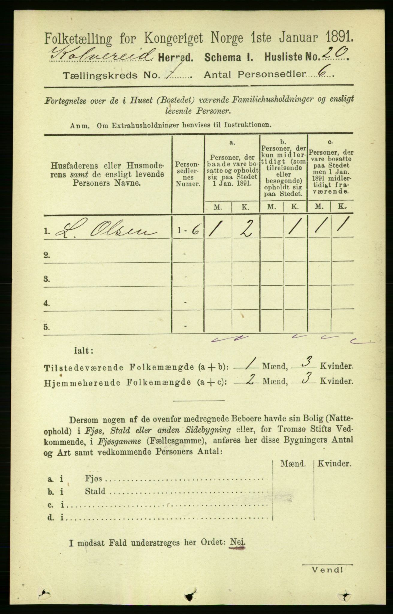 RA, Folketelling 1891 for 1752 Kolvereid herred, 1891, s. 37