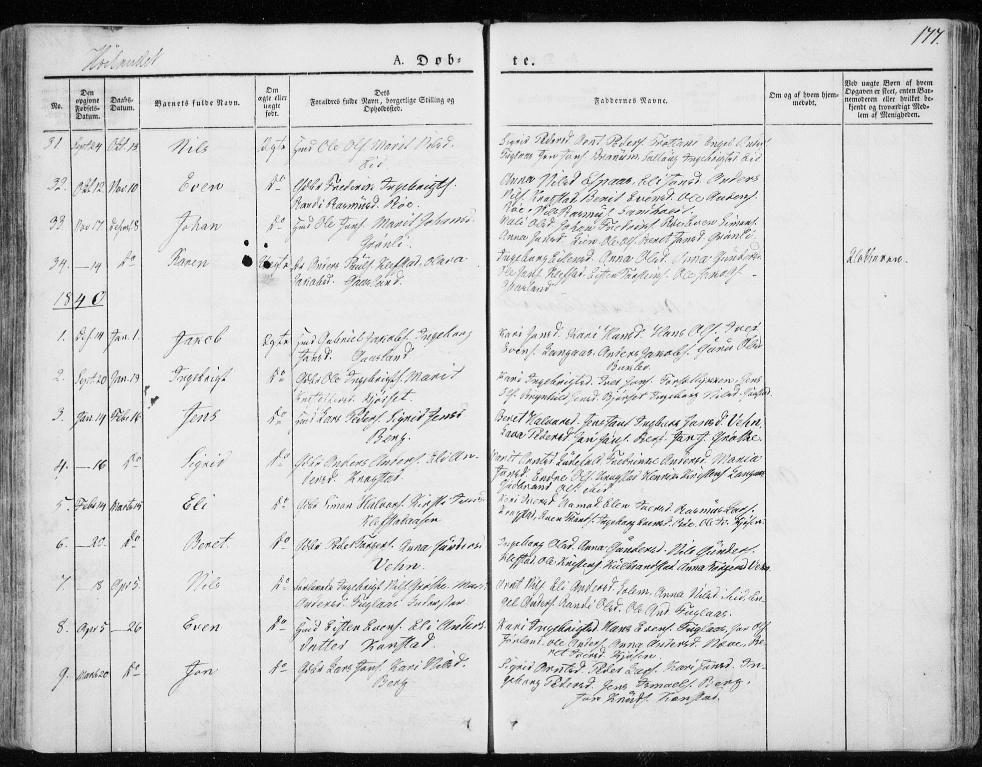 Ministerialprotokoller, klokkerbøker og fødselsregistre - Sør-Trøndelag, SAT/A-1456/691/L1069: Ministerialbok nr. 691A04, 1826-1841, s. 177