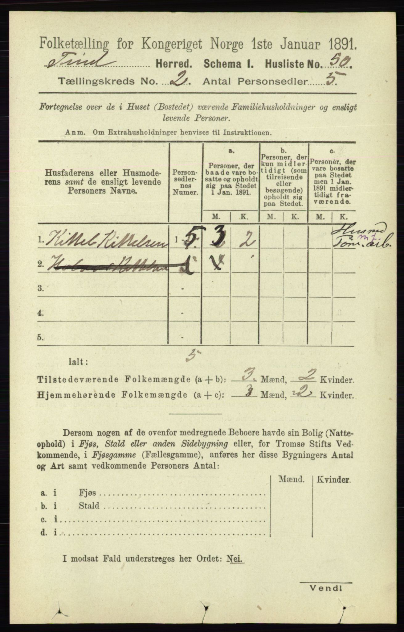 RA, Folketelling 1891 for 0826 Tinn herred, 1891, s. 140