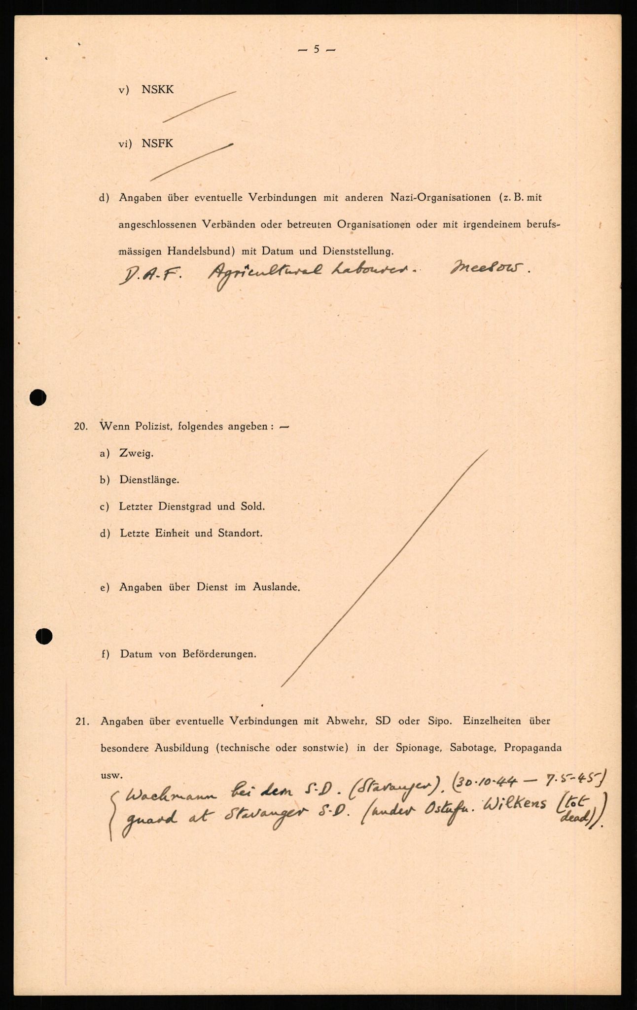 Forsvaret, Forsvarets overkommando II, RA/RAFA-3915/D/Db/L0022: CI Questionaires. Tyske okkupasjonsstyrker i Norge. Tyskere., 1945-1946, s. 511