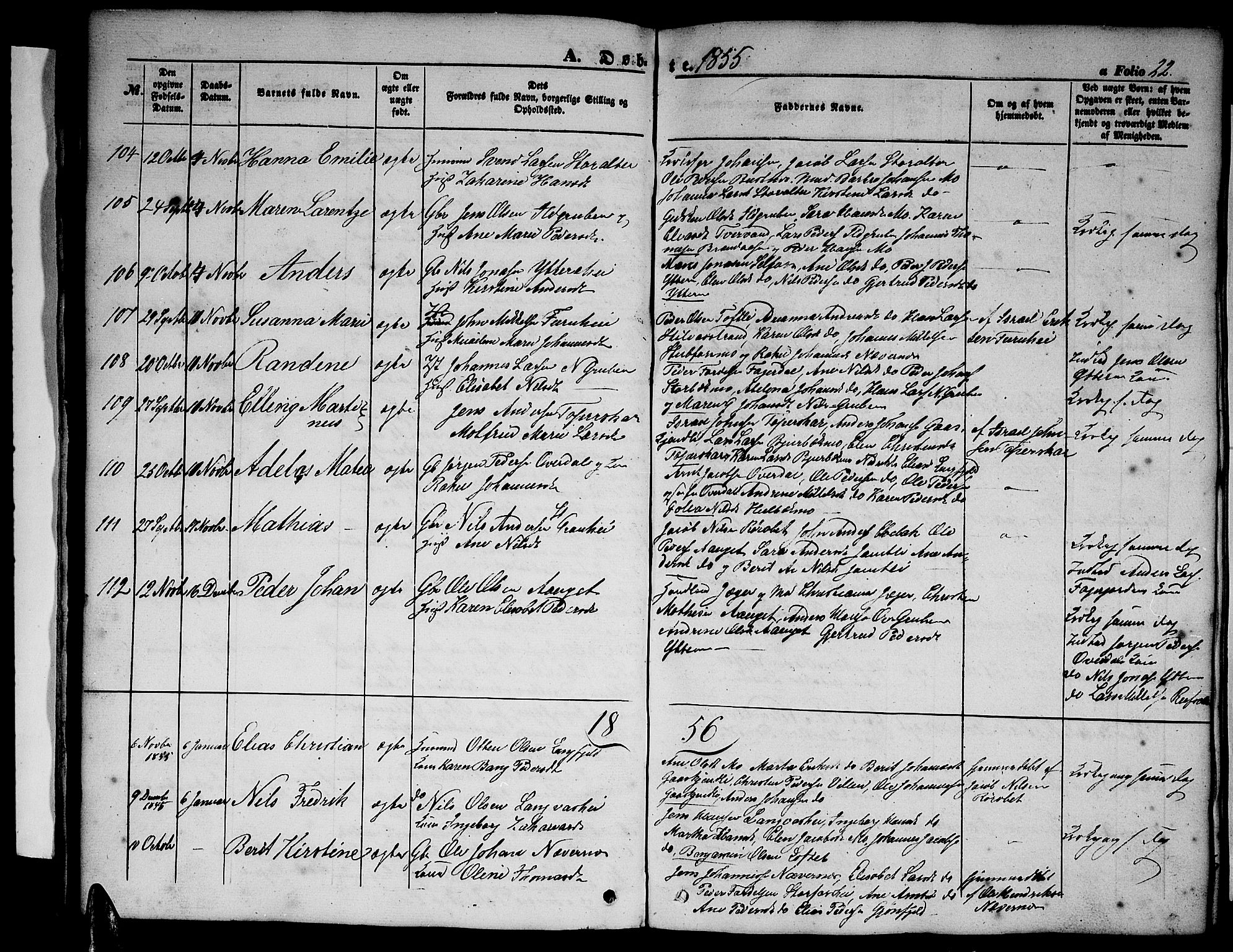 Ministerialprotokoller, klokkerbøker og fødselsregistre - Nordland, AV/SAT-A-1459/827/L0414: Klokkerbok nr. 827C03, 1853-1865, s. 22
