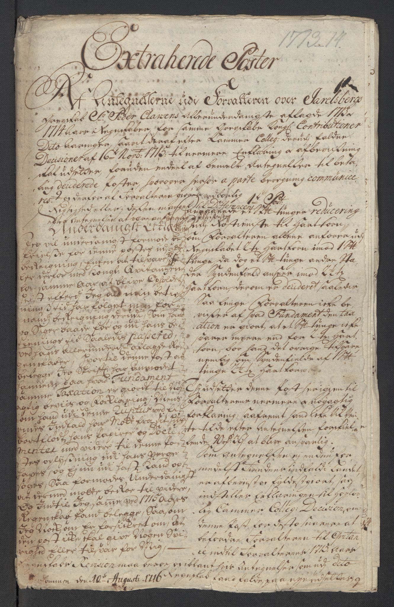 Rentekammeret inntil 1814, Reviderte regnskaper, Fogderegnskap, RA/EA-4092/R32/L1878: Fogderegnskap Jarlsberg grevskap, 1713, s. 317