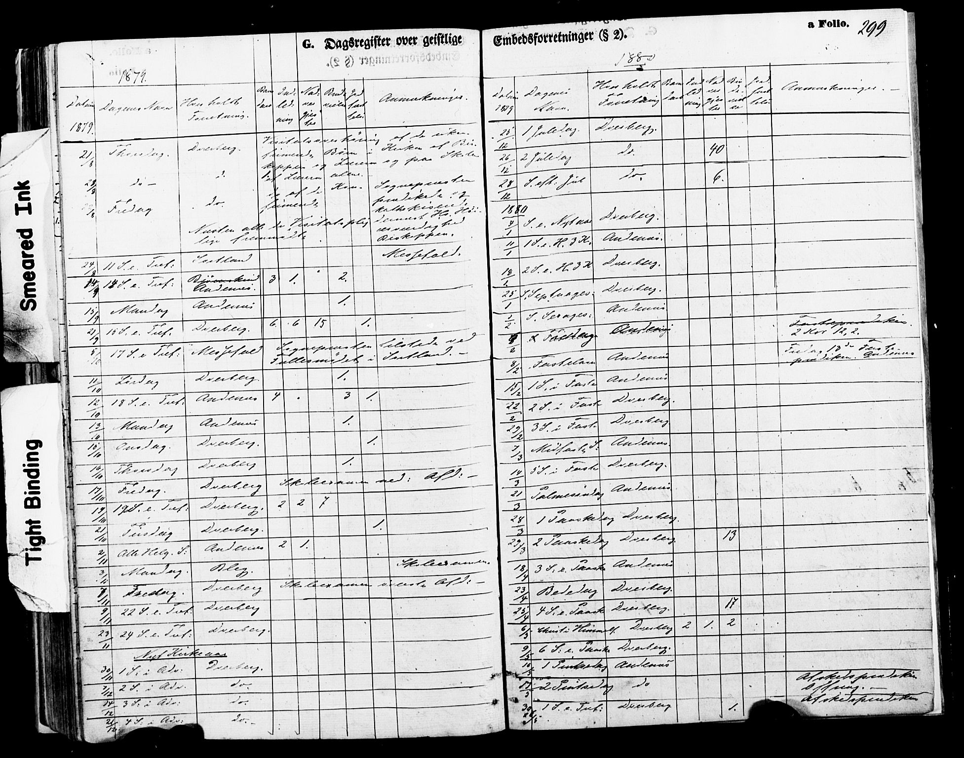 Ministerialprotokoller, klokkerbøker og fødselsregistre - Nordland, AV/SAT-A-1459/897/L1397: Ministerialbok nr. 897A05 /1, 1867-1880, s. 299