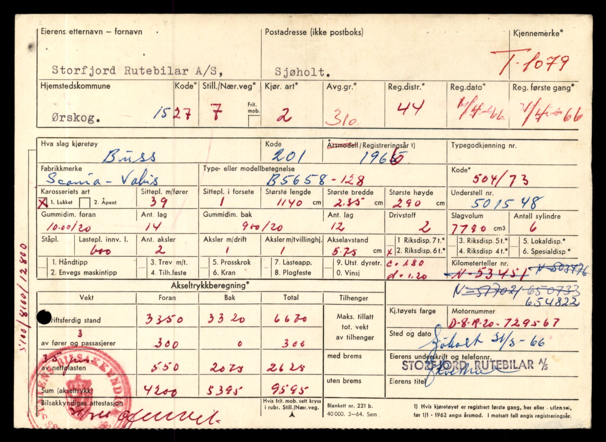 Møre og Romsdal vegkontor - Ålesund trafikkstasjon, AV/SAT-A-4099/F/Fe/L0010: Registreringskort for kjøretøy T 1050 - T 1169, 1927-1998, s. 838