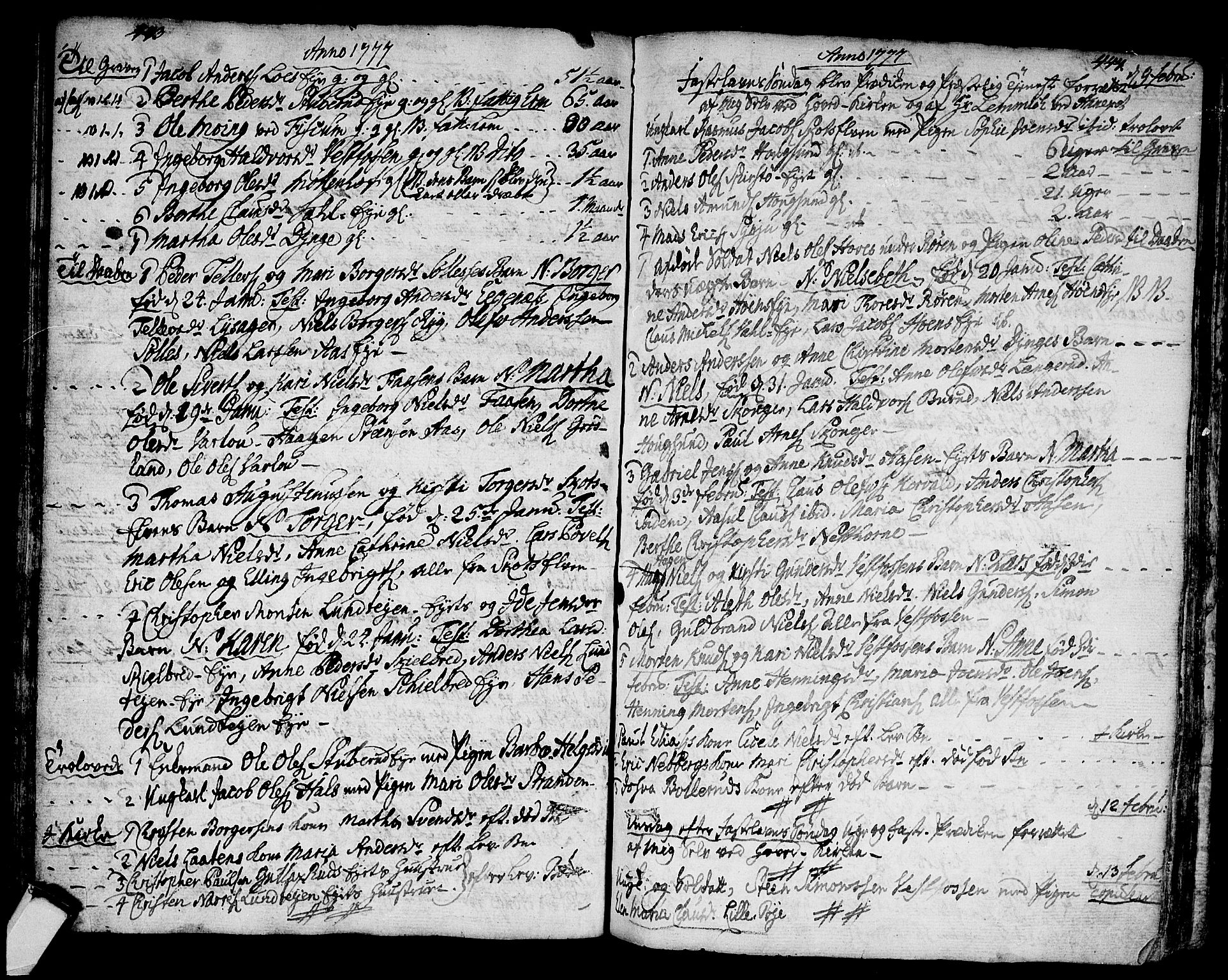 Eiker kirkebøker, AV/SAKO-A-4/F/Fa/L0008: Ministerialbok nr. I 8, 1764-1788, s. 443-444