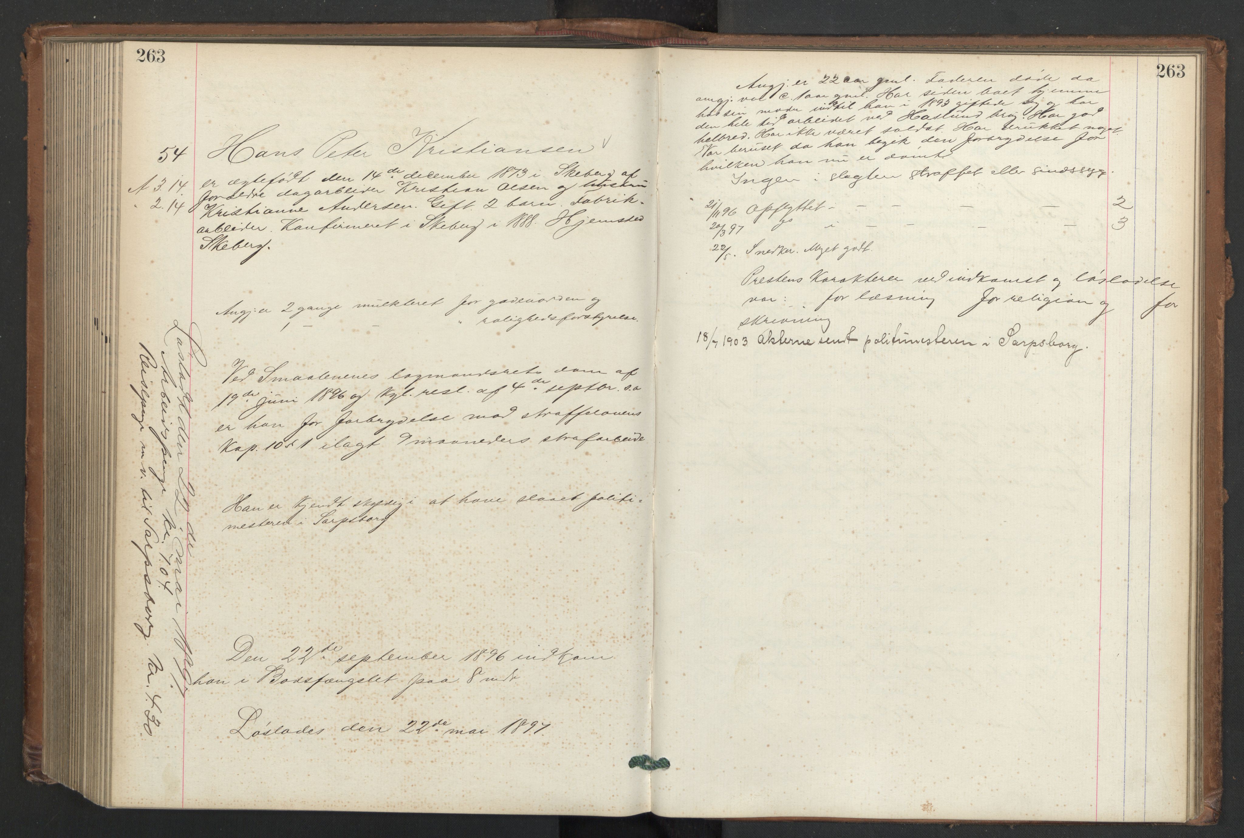 Botsfengslet, AV/RA-S-1539/D/Db/Dbb/L0030: 792i - 86j, 1895, s. 263
