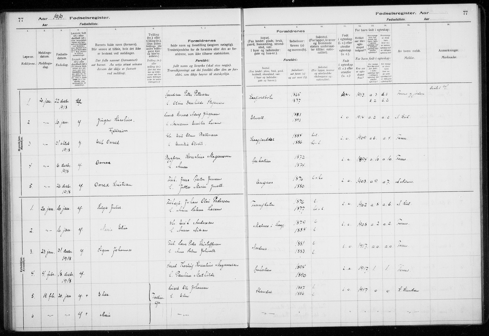 Lyngen sokneprestembete, AV/SATØ-S-1289/I/Ia/L0075: Fødselsregister nr. 75, 1916-1924, s. 77