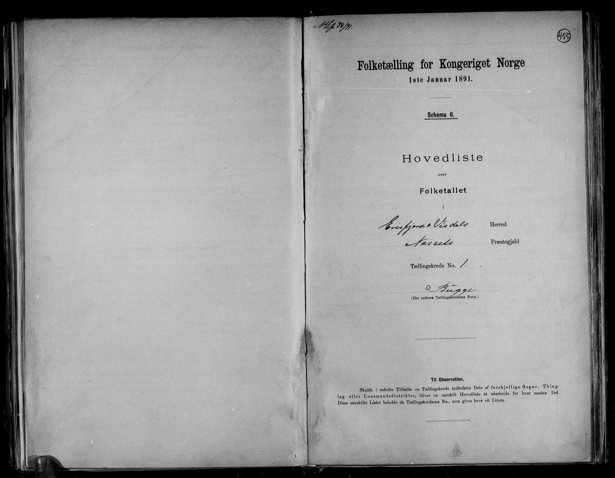 RA, Folketelling 1891 for 1542 Eresfjord og Vistdal herred, 1891, s. 4