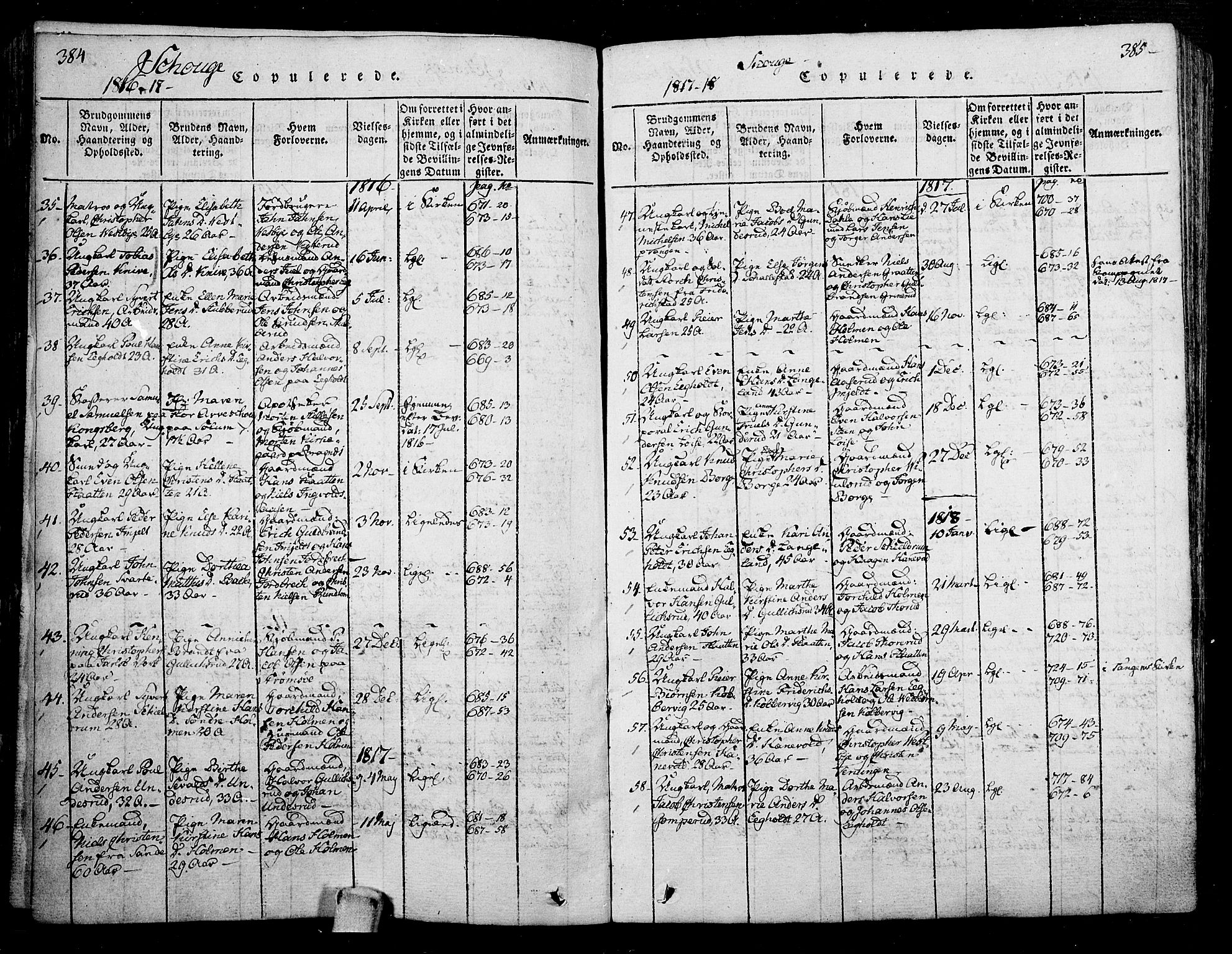 Skoger kirkebøker, AV/SAKO-A-59/F/Fa/L0002: Ministerialbok nr. I 2 /1, 1814-1842, s. 384-385
