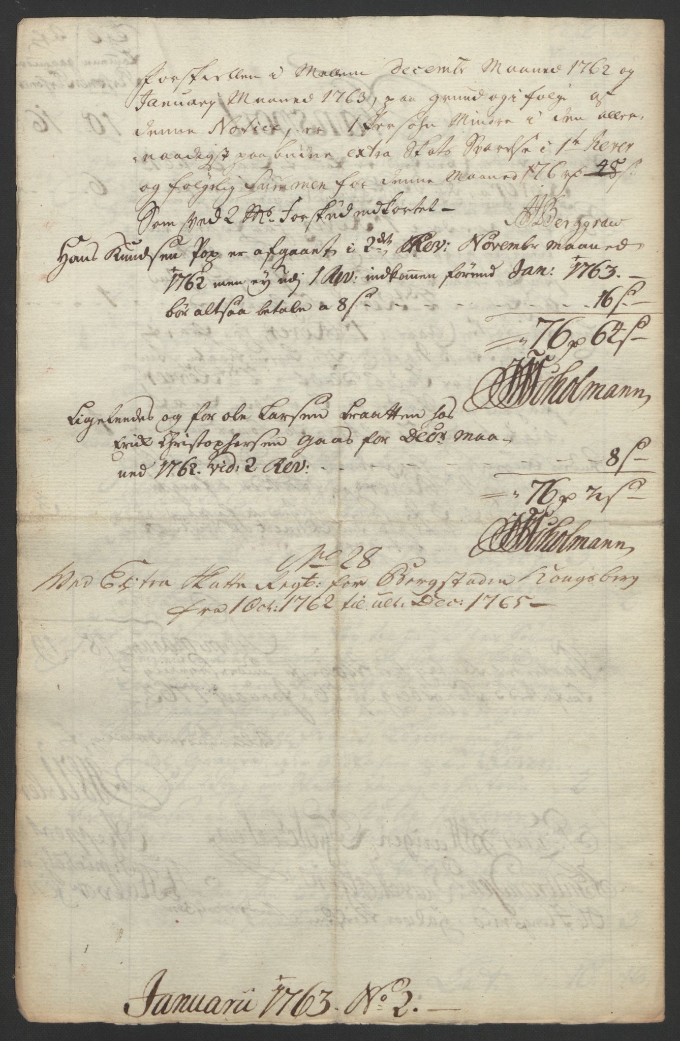 Rentekammeret inntil 1814, Reviderte regnskaper, Bergverksregnskaper, AV/RA-EA-3222/R/Rc/Rca/L0843: Ekstraskatt, 1762-1765, s. 233