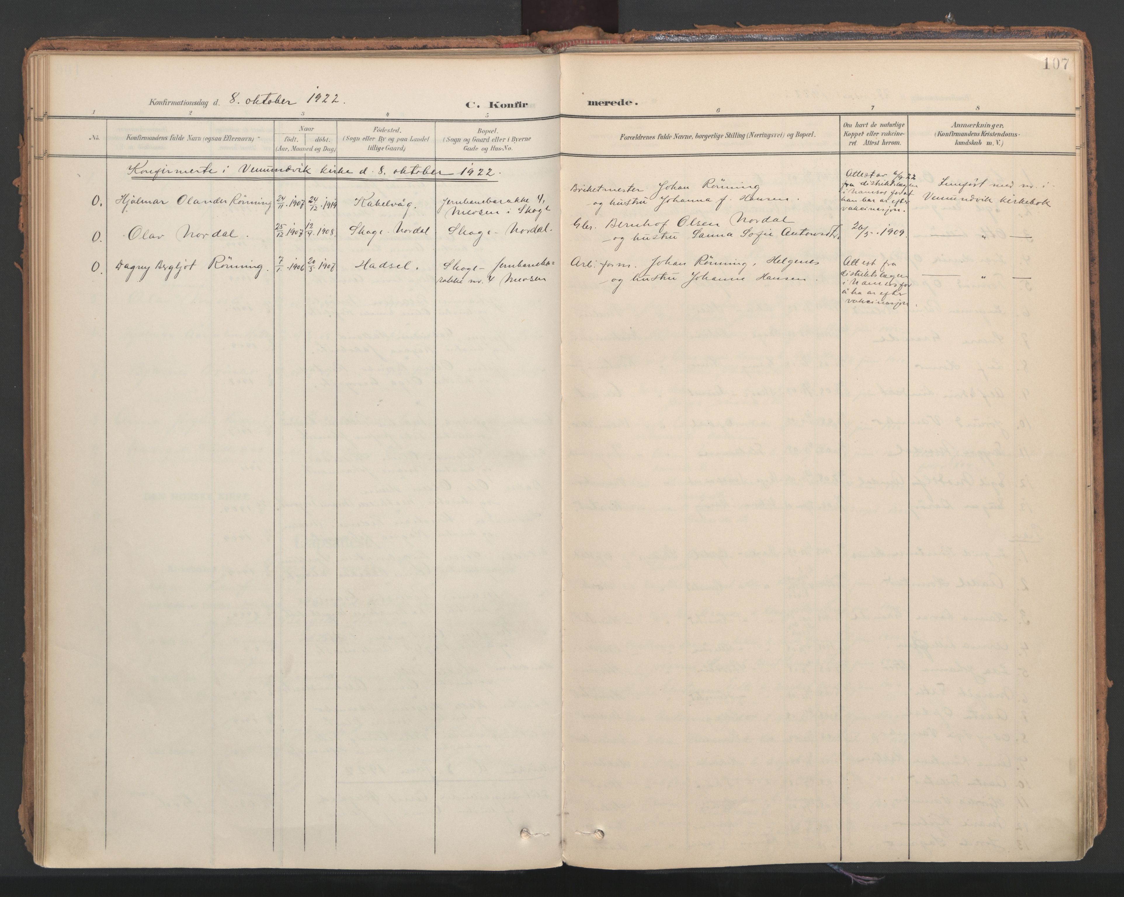 Ministerialprotokoller, klokkerbøker og fødselsregistre - Nord-Trøndelag, AV/SAT-A-1458/766/L0564: Ministerialbok nr. 767A02, 1900-1932, s. 107