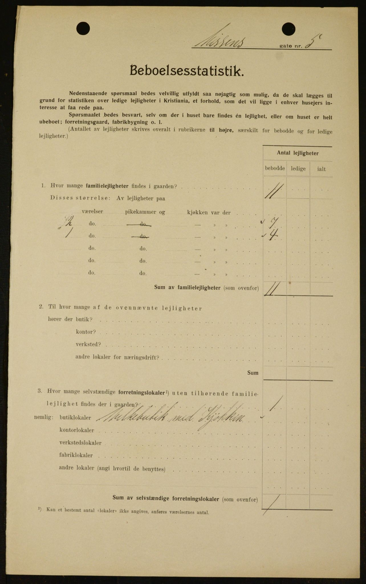 OBA, Kommunal folketelling 1.2.1909 for Kristiania kjøpstad, 1909, s. 64418