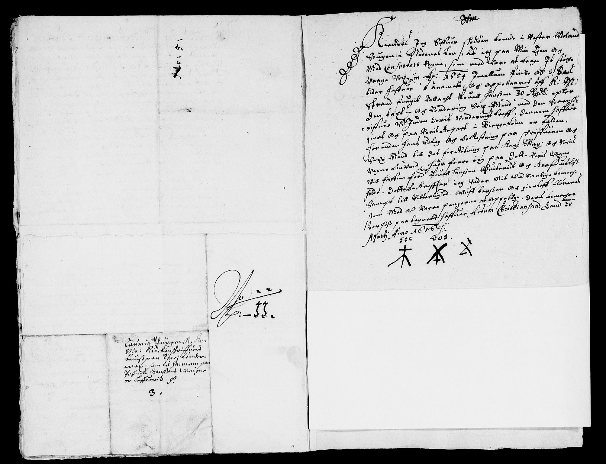 Rentekammeret inntil 1814, Reviderte regnskaper, Lensregnskaper, AV/RA-EA-5023/R/Rb/Rbq/L0044: Nedenes len. Mandals len. Råbyggelag., 1655-1657
