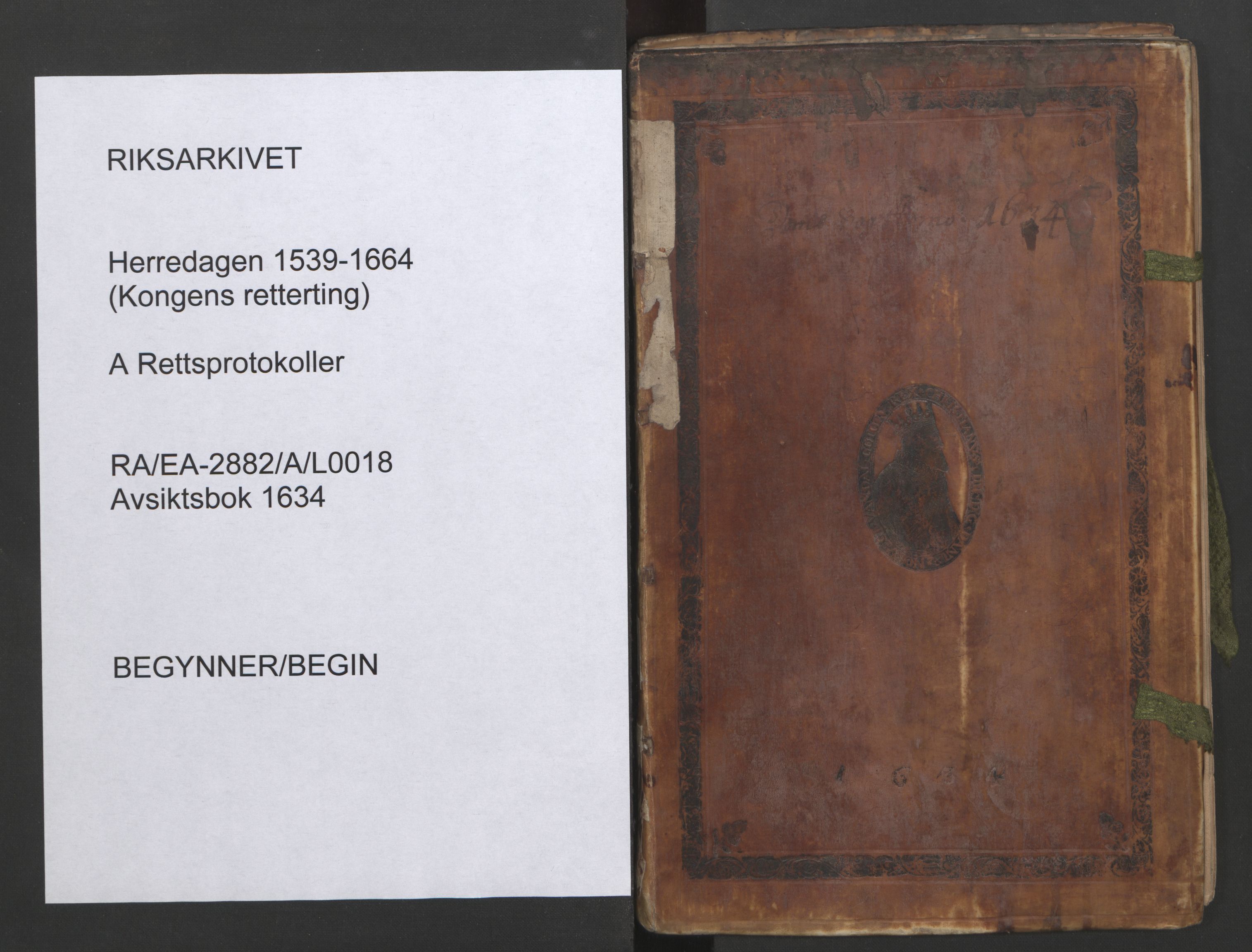 Herredagen 1539-1664  (Kongens Retterting), RA/EA-2882/A/L0018: Avsiktsbok, 1634