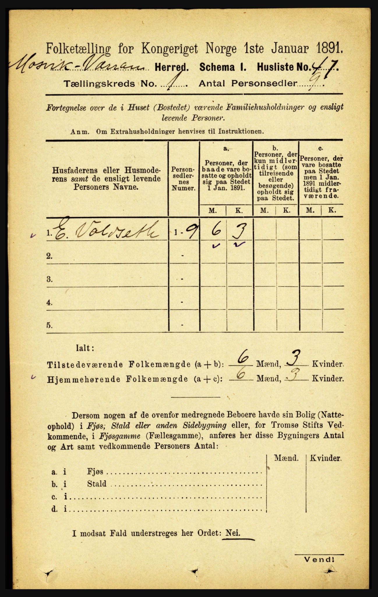 RA, Folketelling 1891 for 1723 Mosvik og Verran herred, 1891, s. 70