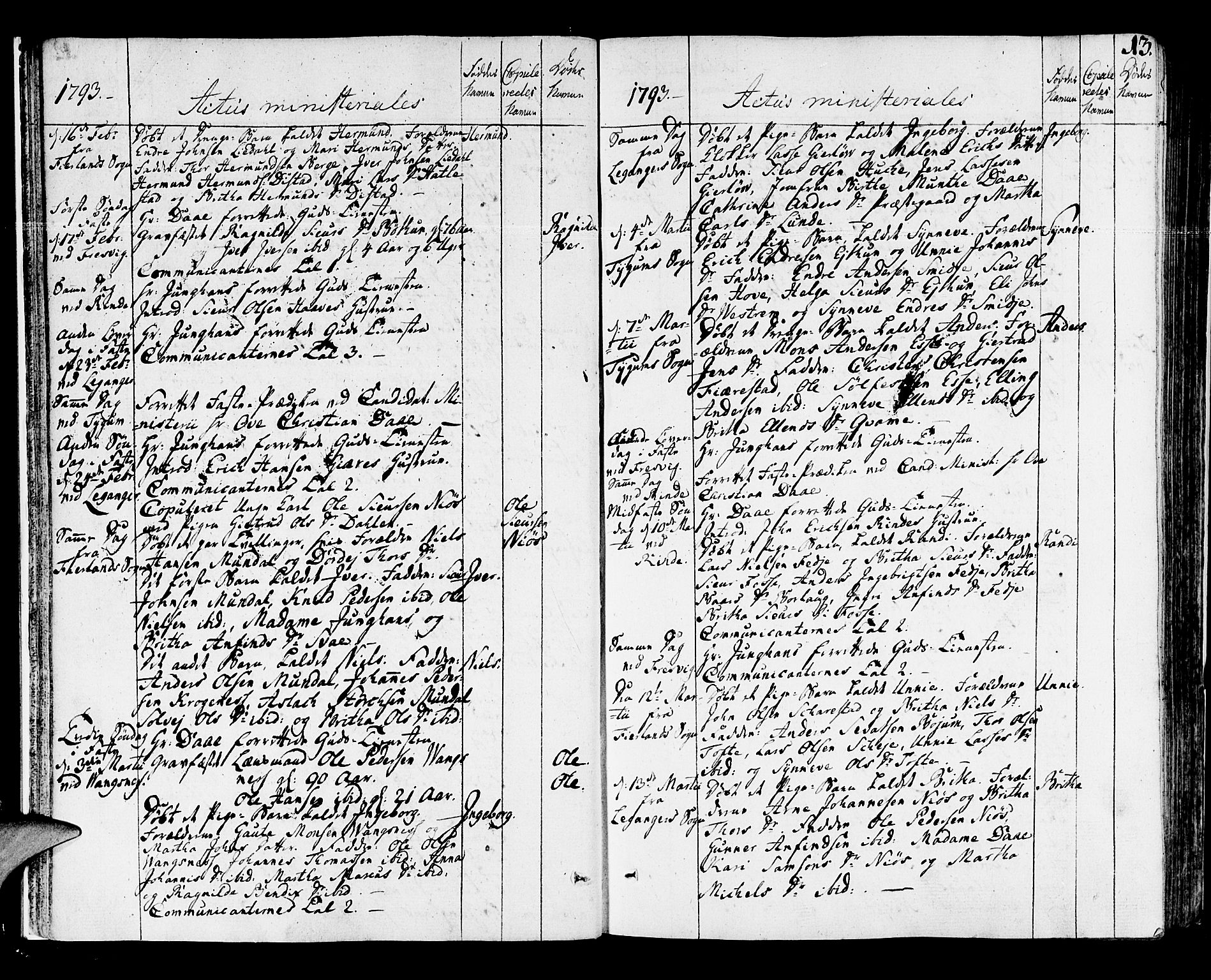 Leikanger sokneprestembete, AV/SAB-A-81001/H/Haa/Haaa/L0005: Ministerialbok nr. A 5, 1792-1809, s. 13