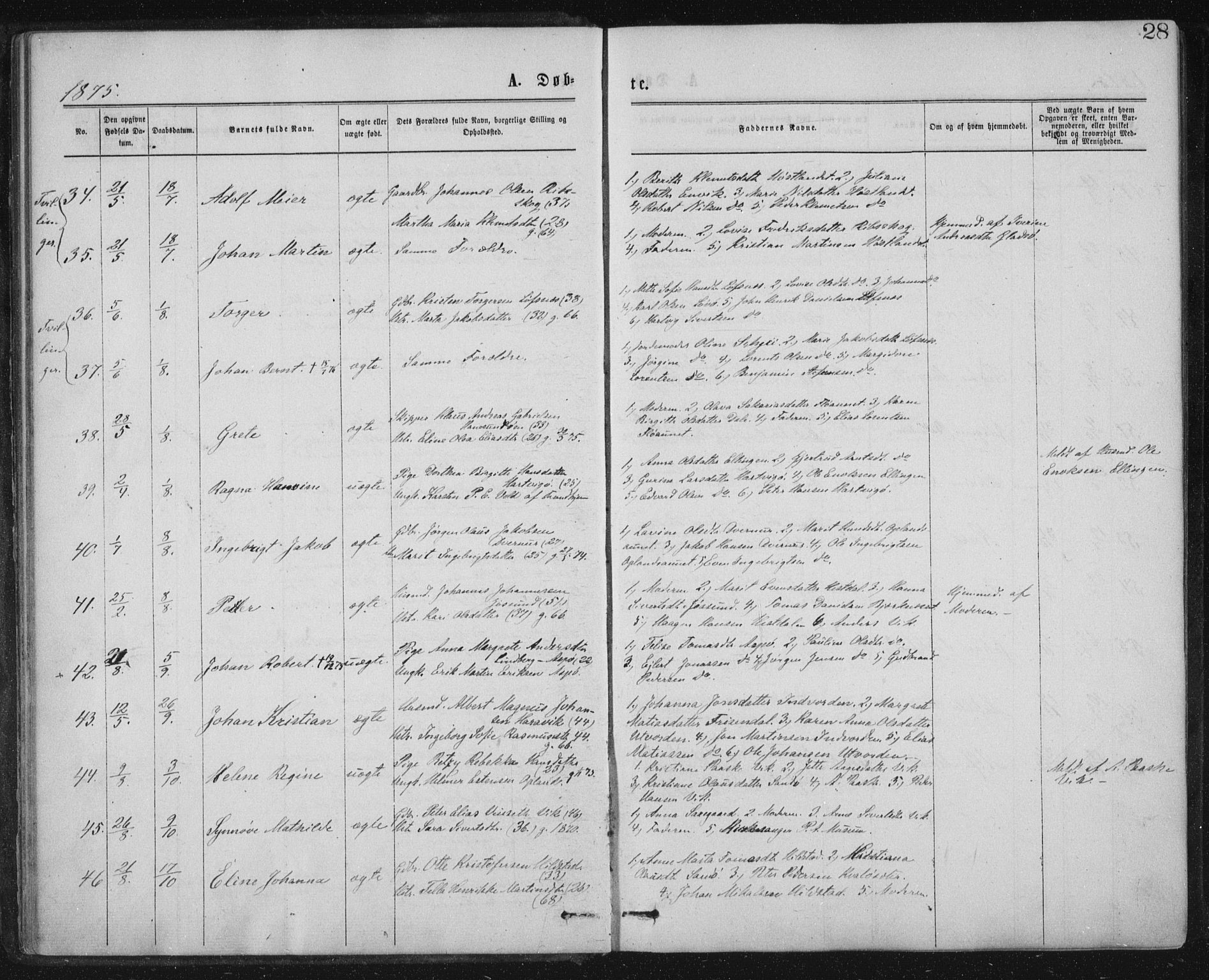 Ministerialprotokoller, klokkerbøker og fødselsregistre - Nord-Trøndelag, SAT/A-1458/771/L0596: Ministerialbok nr. 771A03, 1870-1884, s. 28