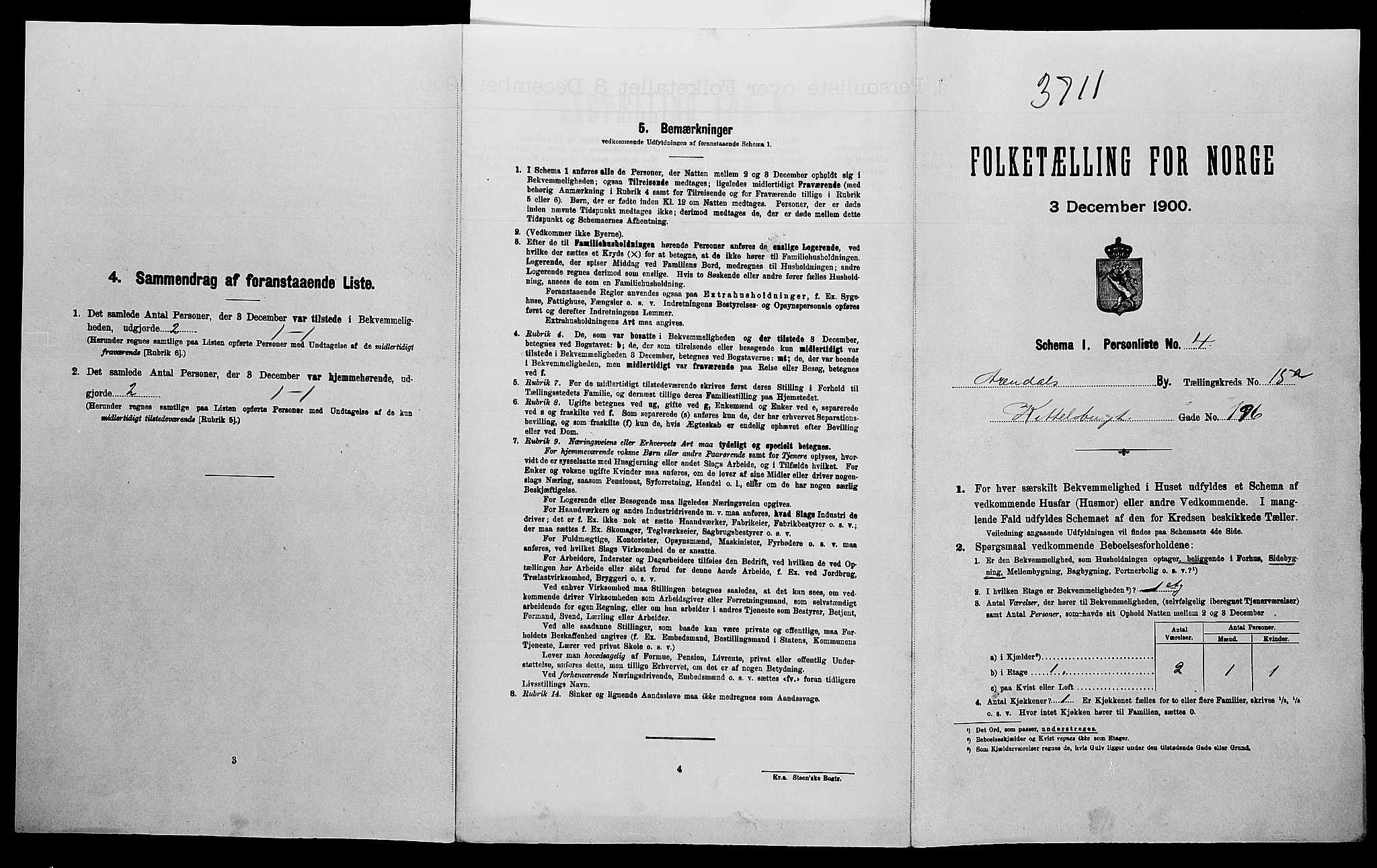 SAK, Folketelling 1900 for 0903 Arendal kjøpstad, 1900, s. 1805