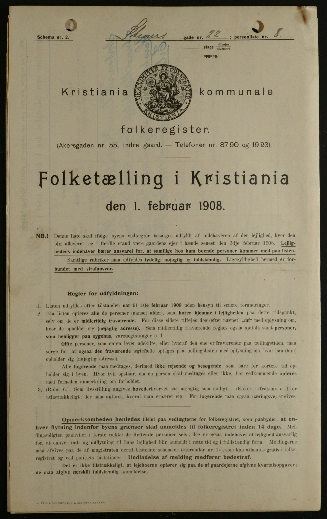 OBA, Kommunal folketelling 1.2.1908 for Kristiania kjøpstad, 1908, s. 91237